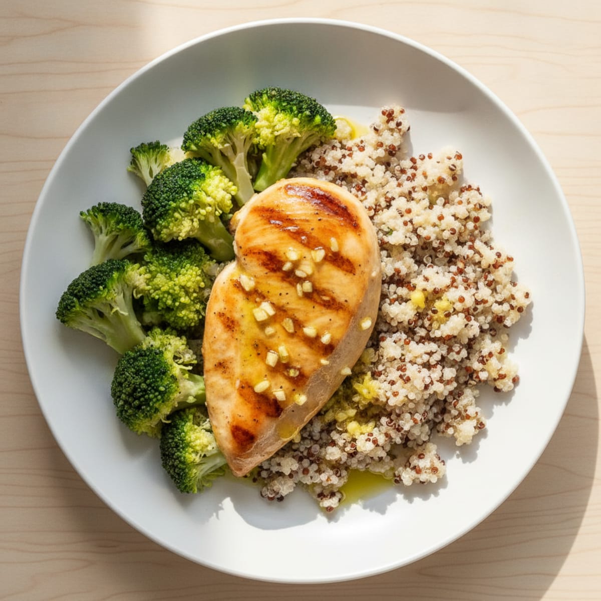 Grilled Chicken Breast with Quinoa and Steamed Broccoli