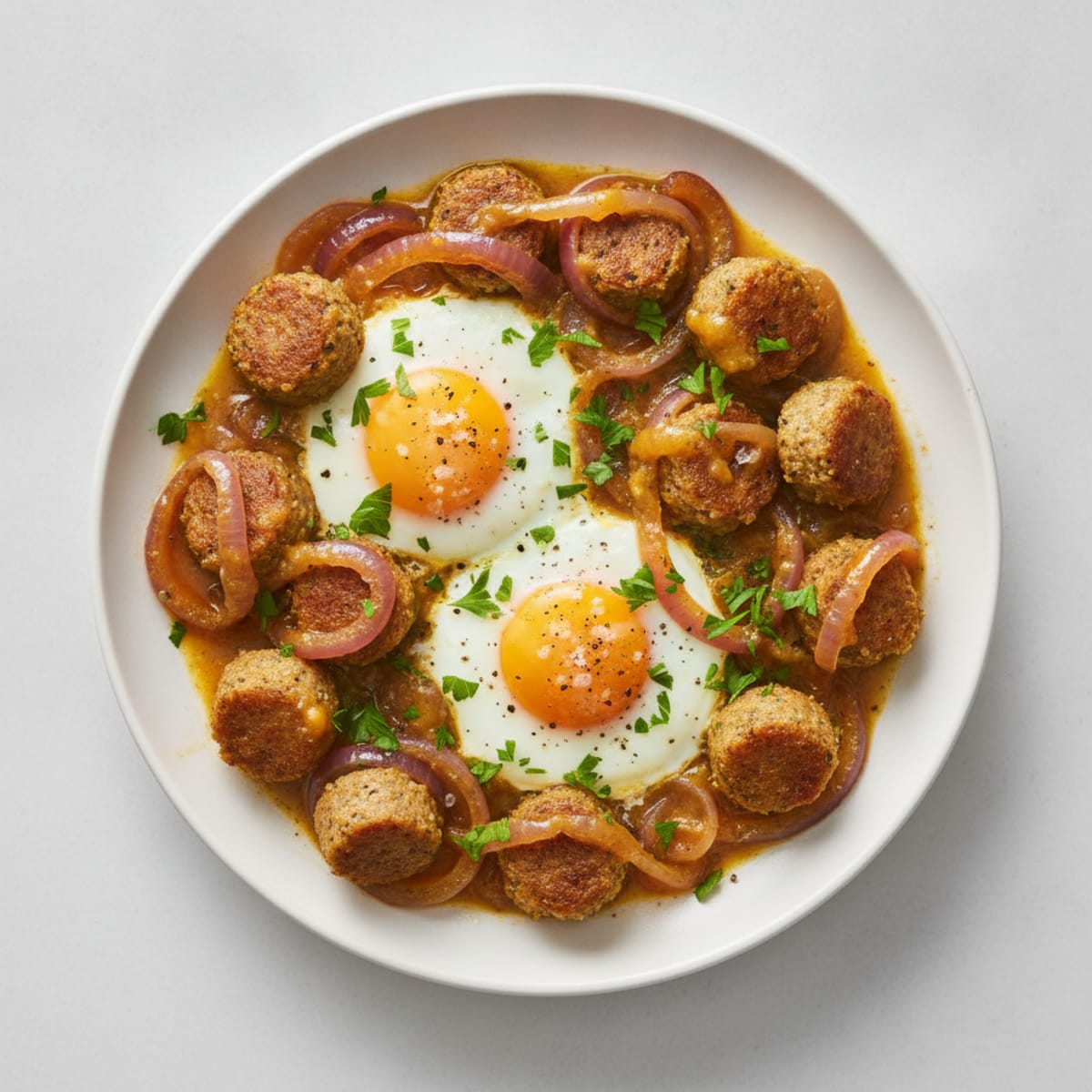 Baked Eggs with Caramelized Red Onion