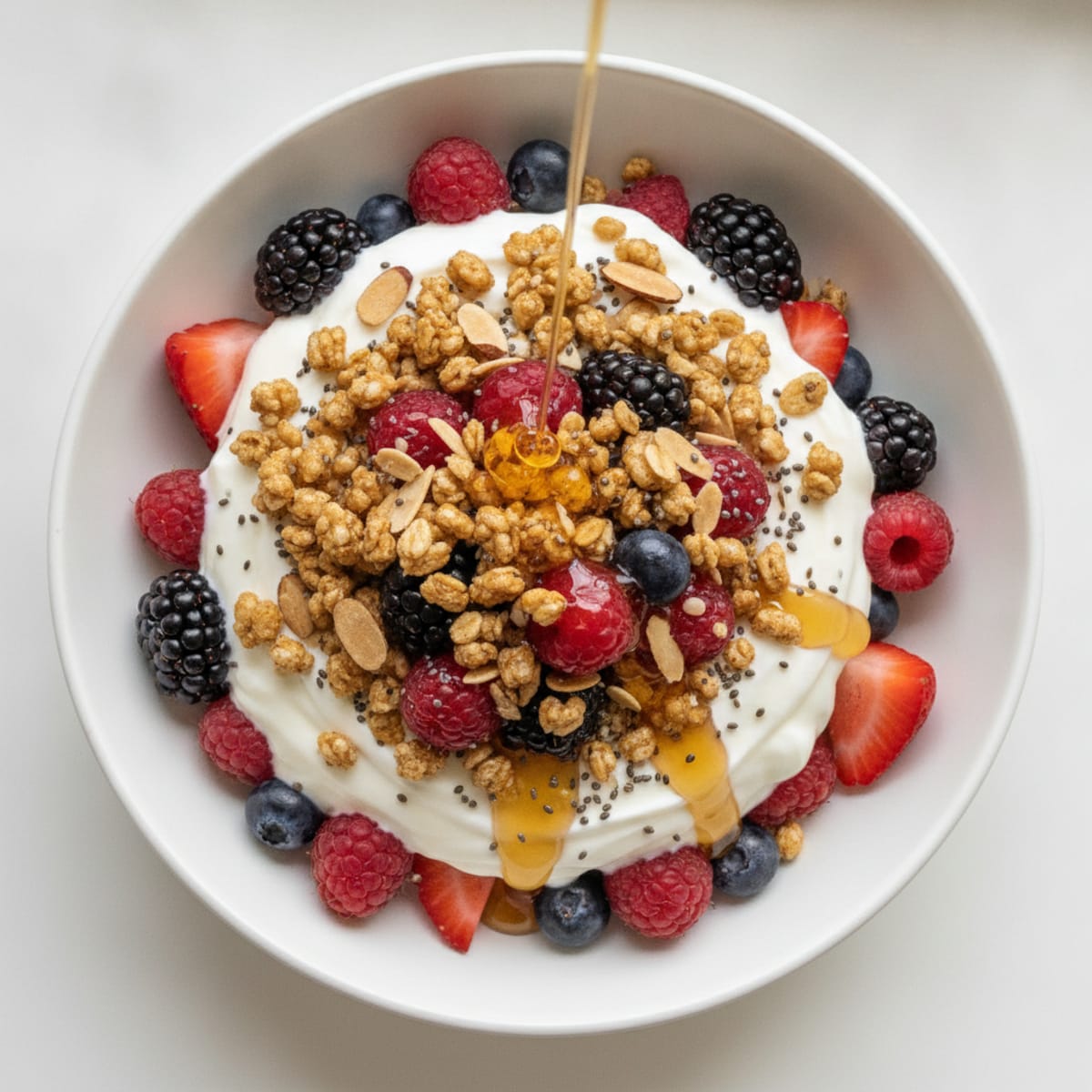 Creamy Greek Yogurt Parfait with Mixed Berries and Protein Granola