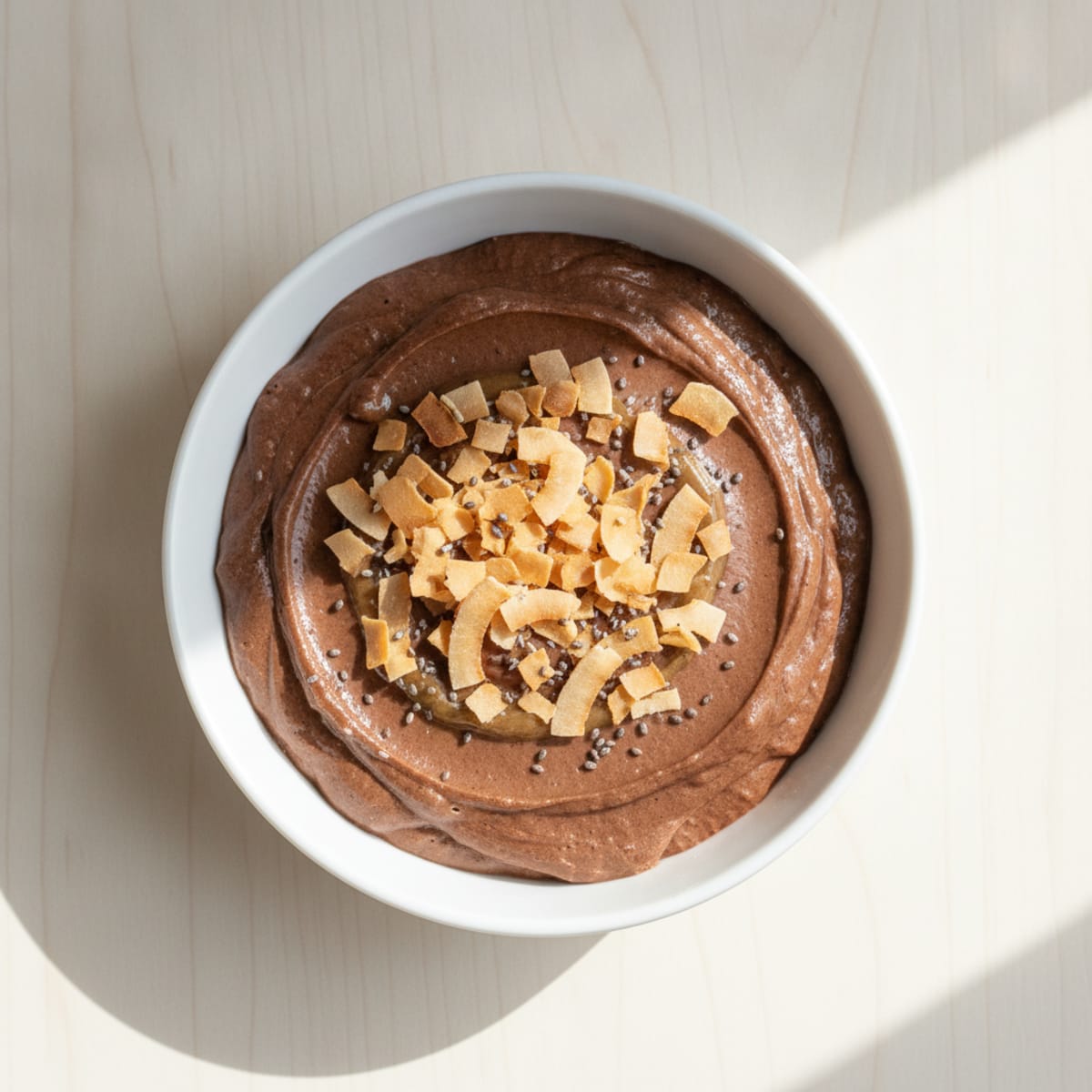 Silky Chocolate Protein Pudding with Toasted Coconut