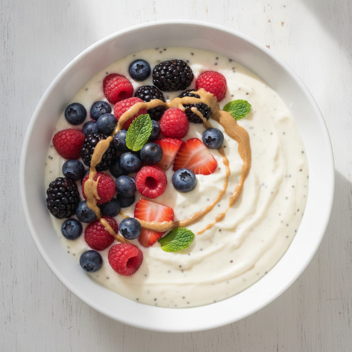 Silky Greek Yogurt Protein Pudding with Mixed Berries