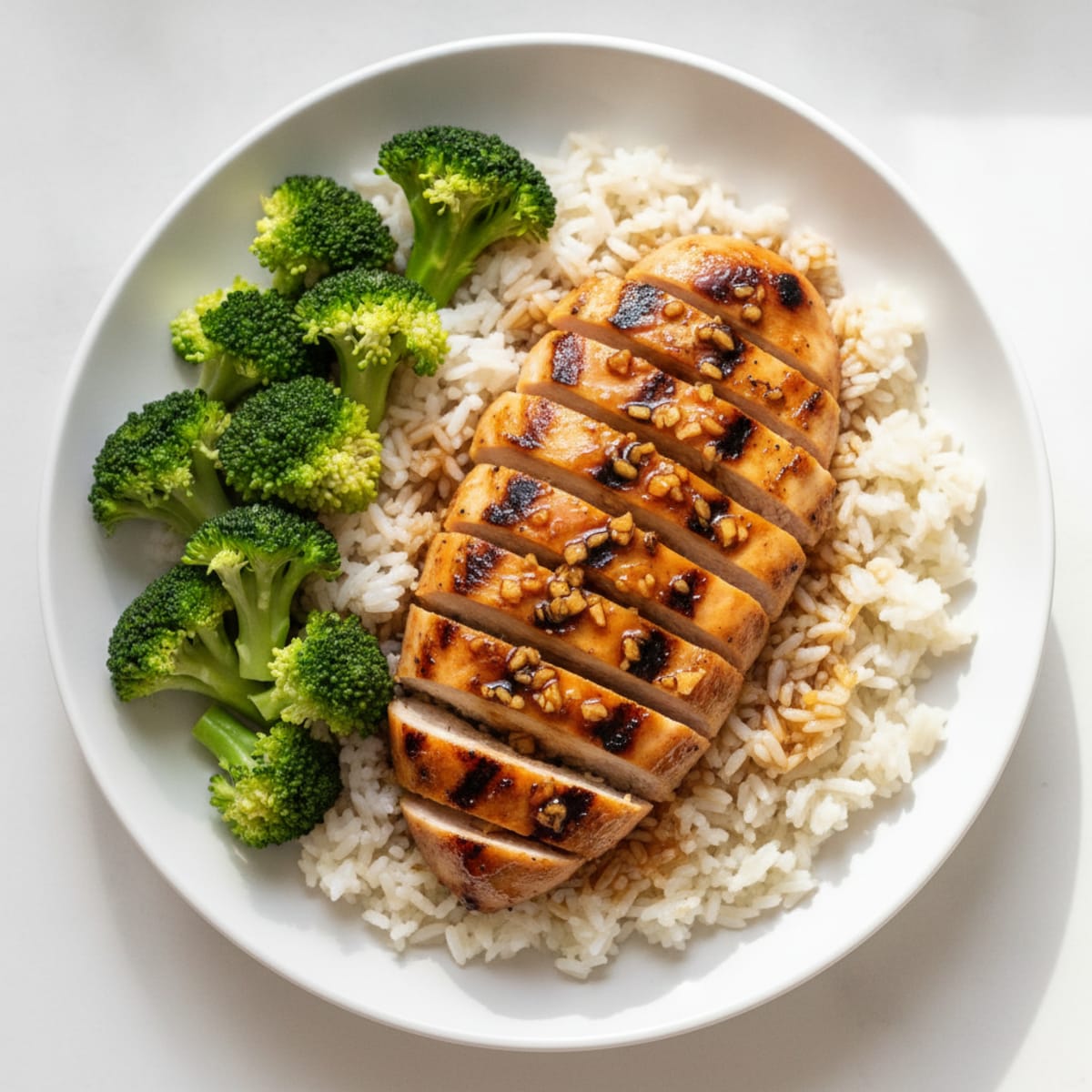 Ginger Soy Grilled Chicken with Steamed Broccoli and Jasmine Rice