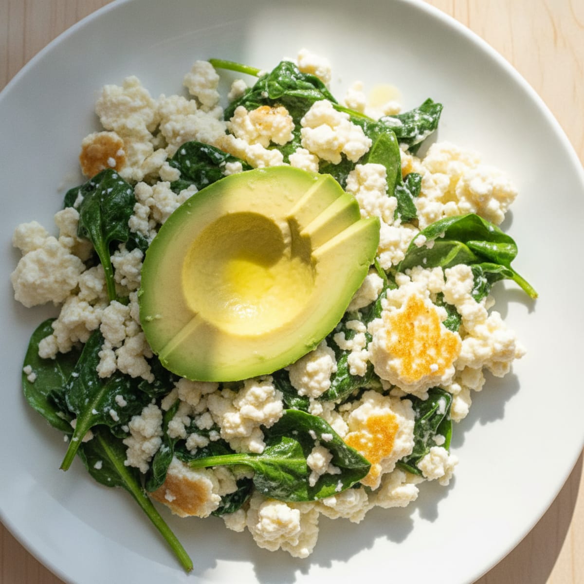 Egg White and Cottage Cheese Scramble with Spinach