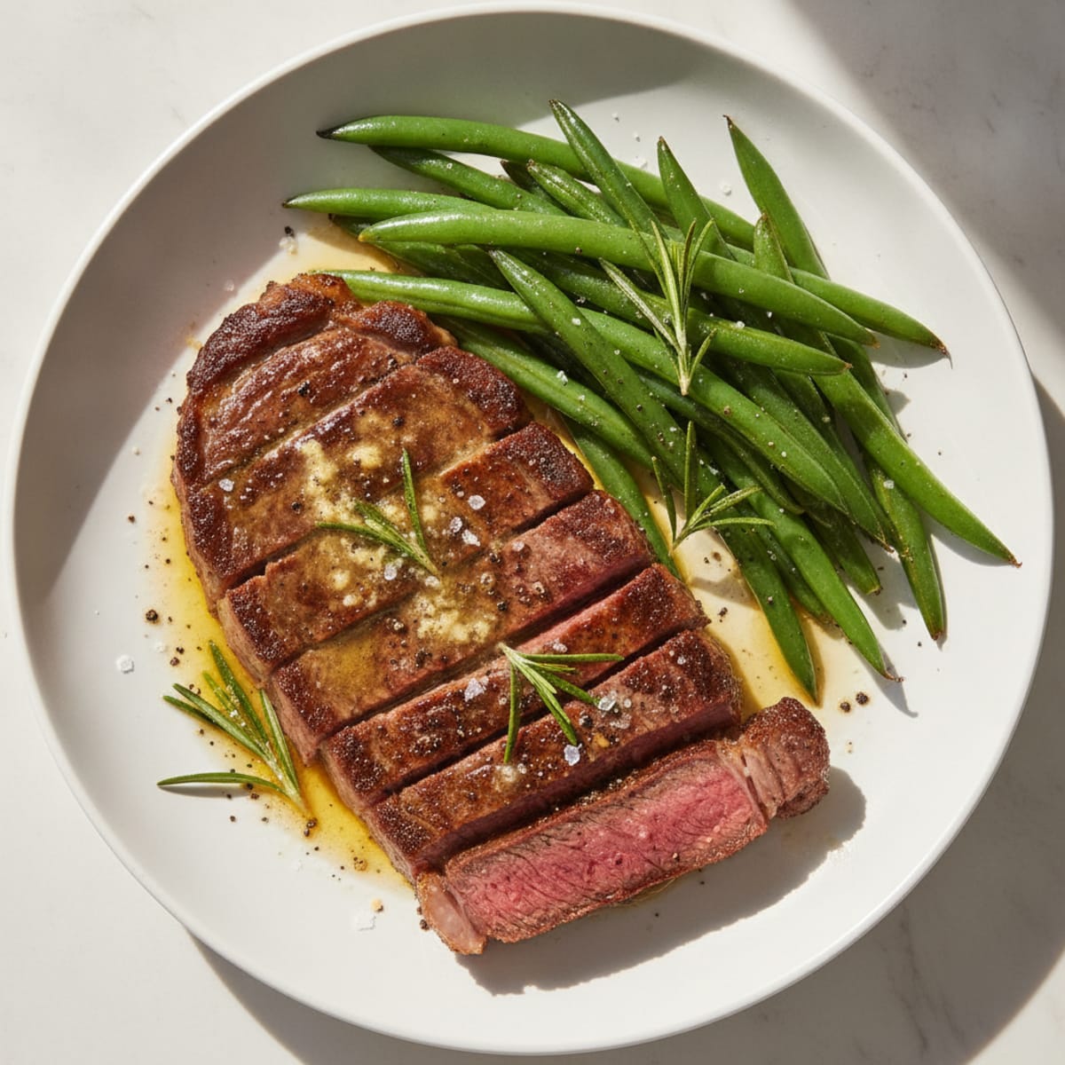 Pan-Seared New York Strip Steak with Garlic Butter