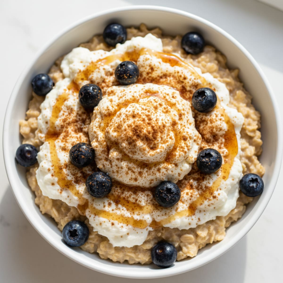 Cottage Cheese Oatmeal Protein Bowl with Cinnamon