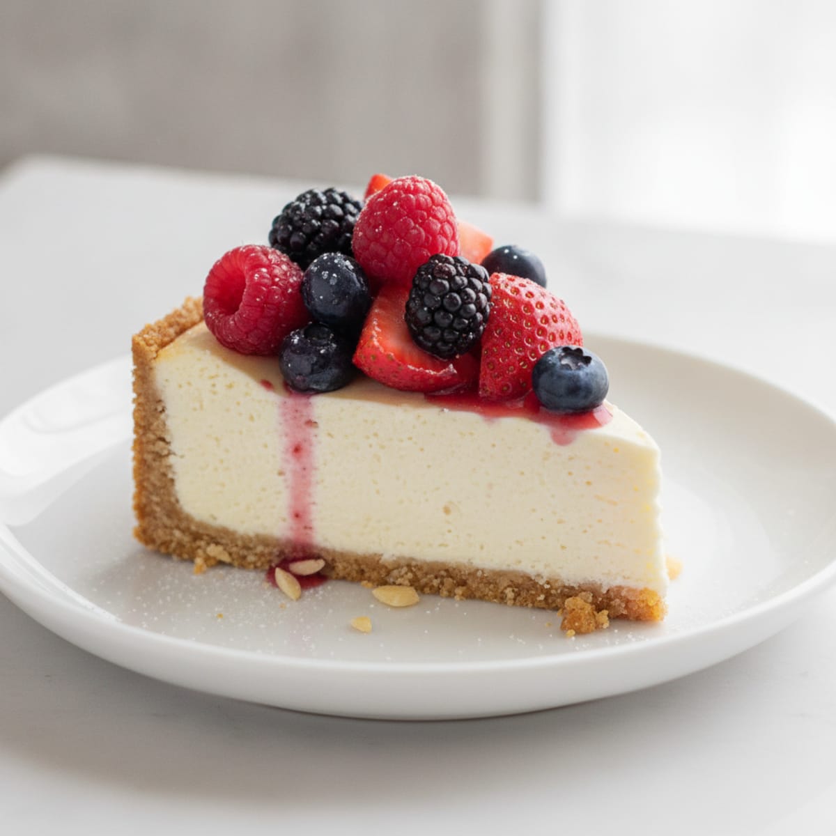Creamy Greek Yogurt Protein Cheesecake with Fresh Berries
