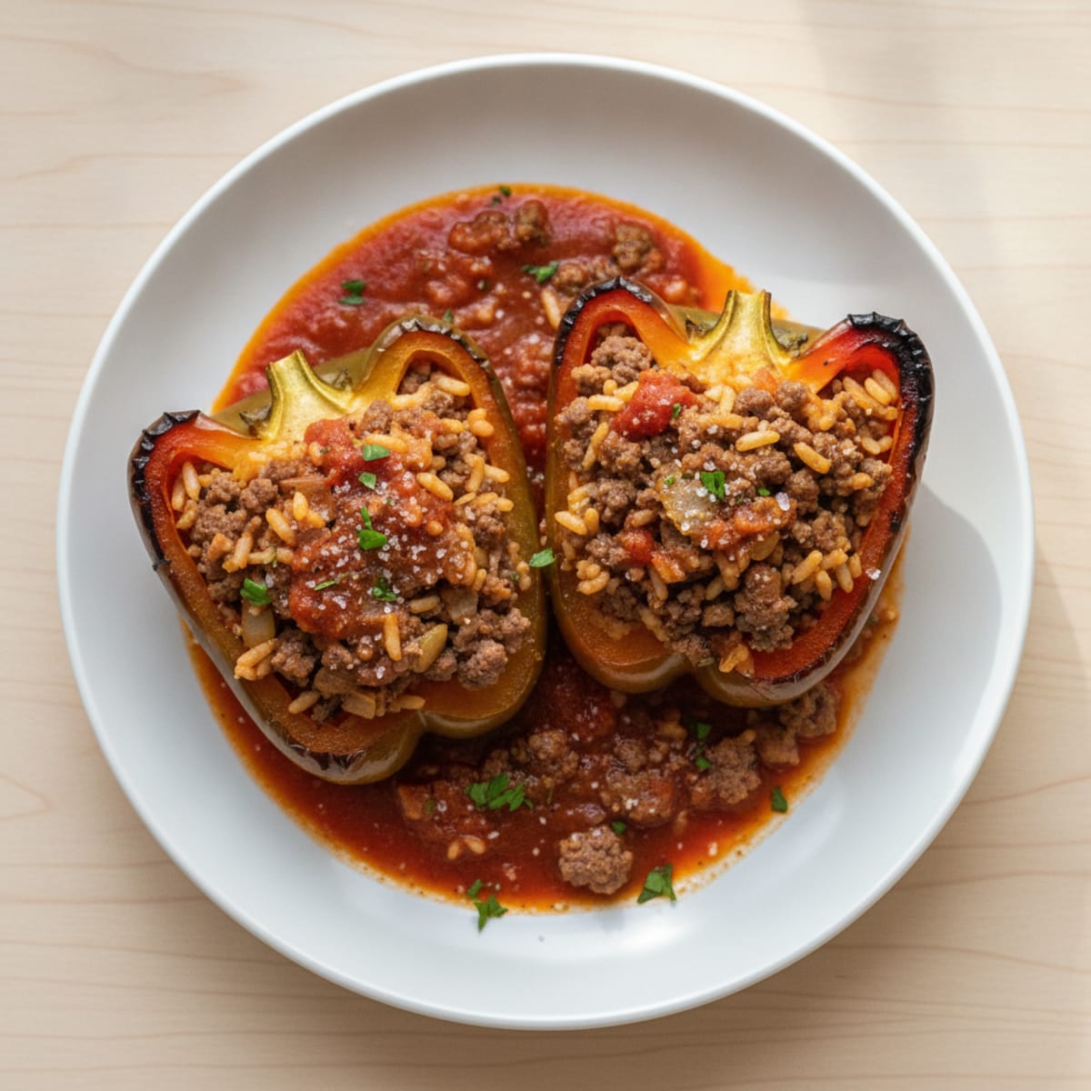 Beef and Rice Stuffed Bell Peppers