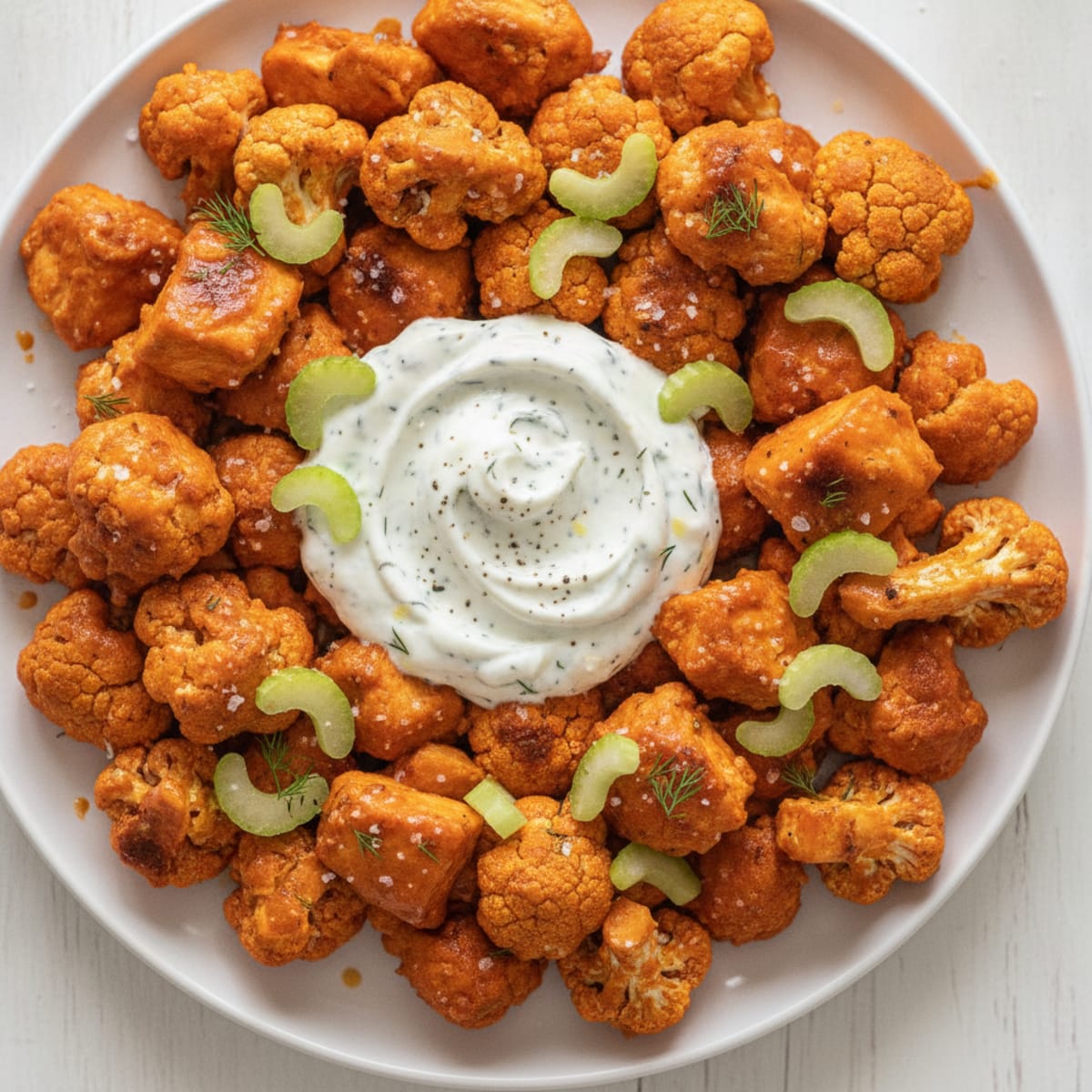 Buffalo Chicken and Cauliflower Bites