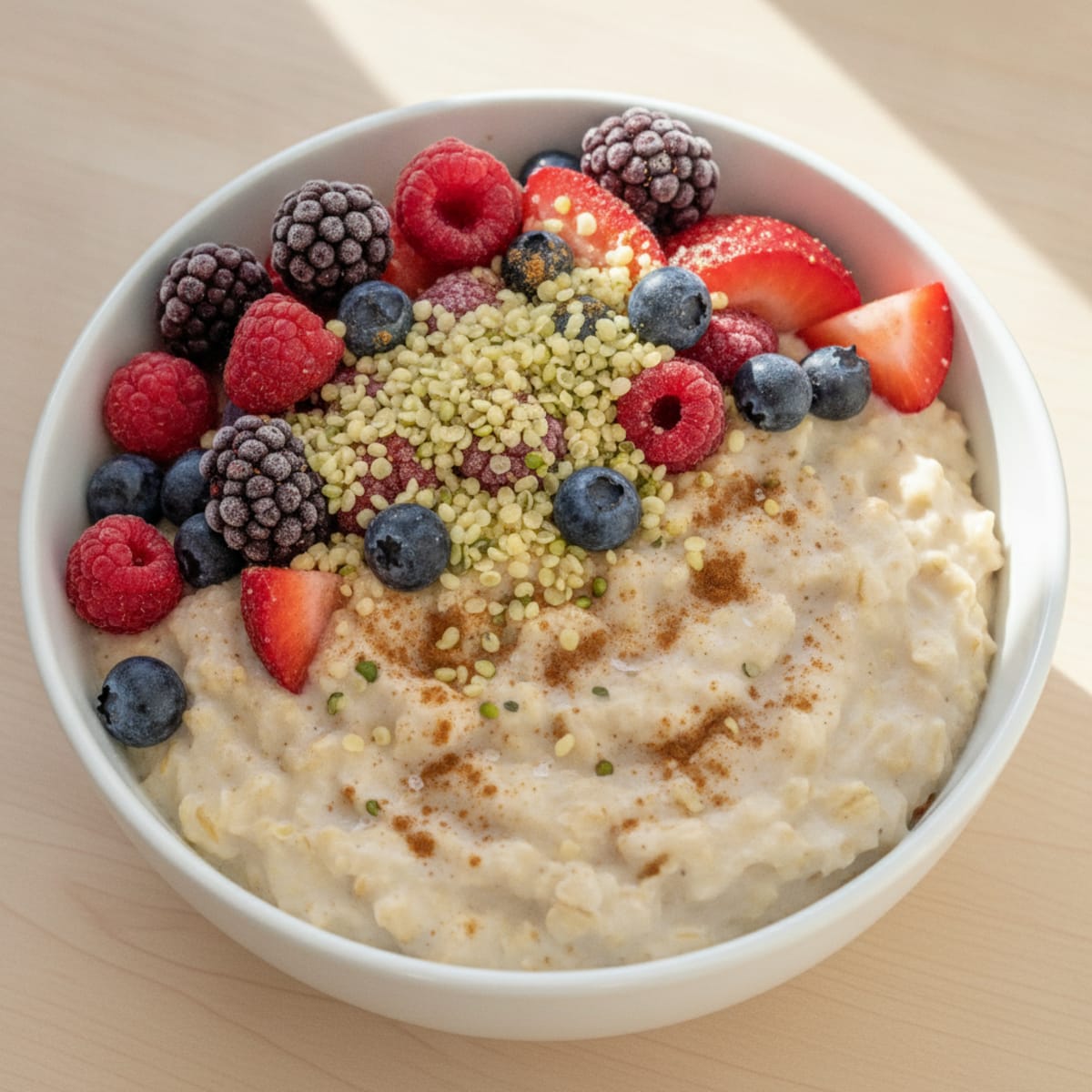 High-Protein Mixed Berry Oatmeal Bowl