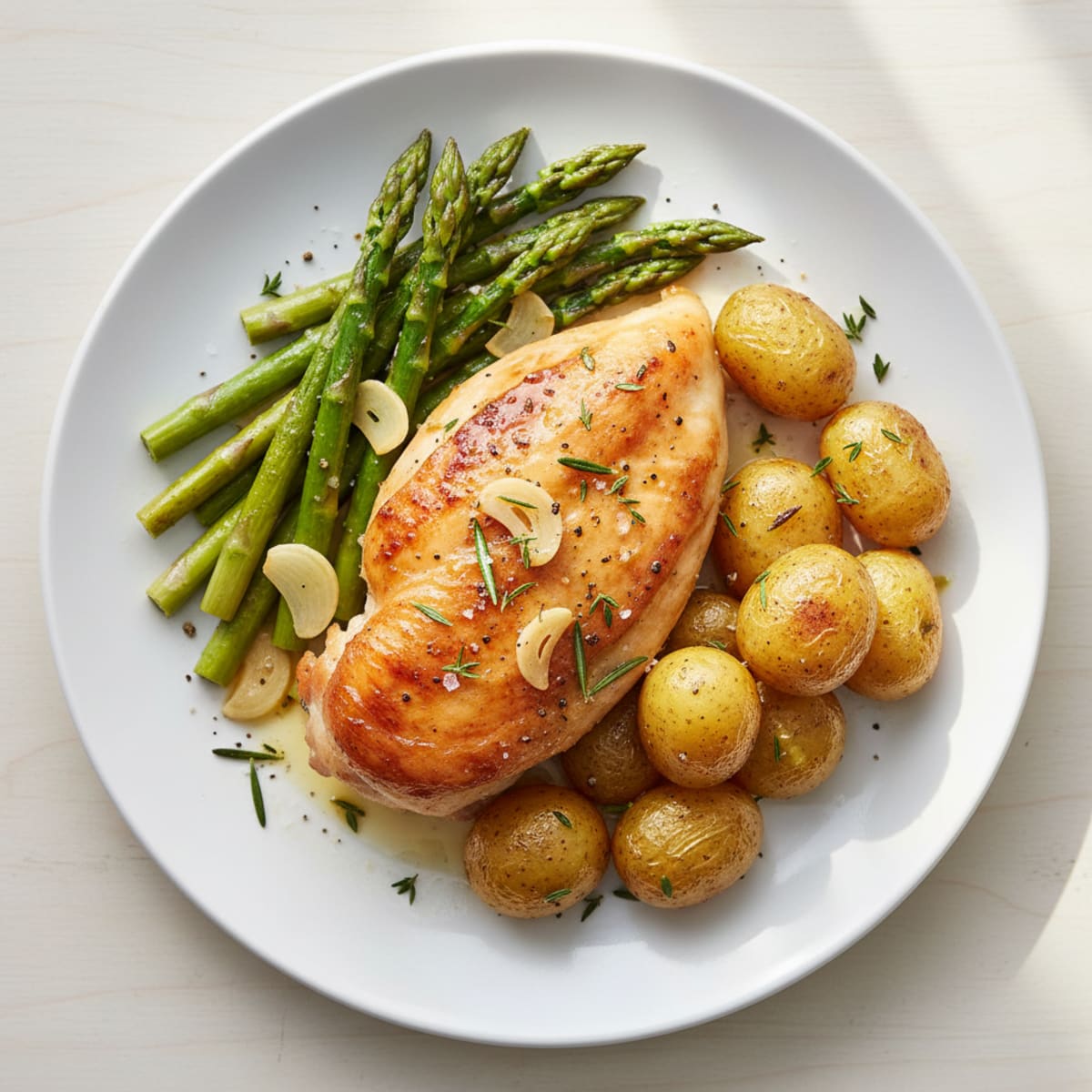 Lemon Herb Roasted Chicken with Asparagus
