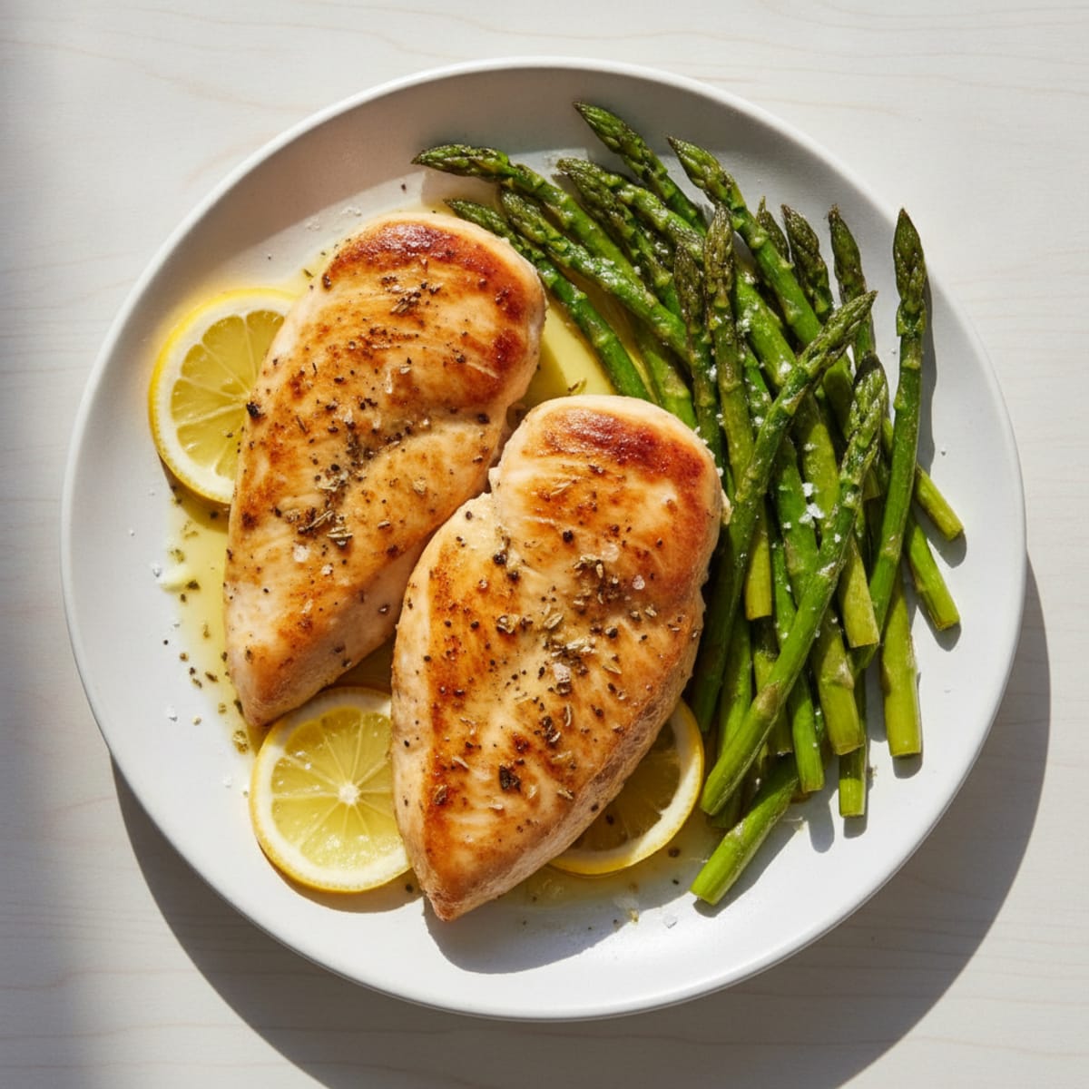 Pan-Seared Chicken with Roasted Asparagus