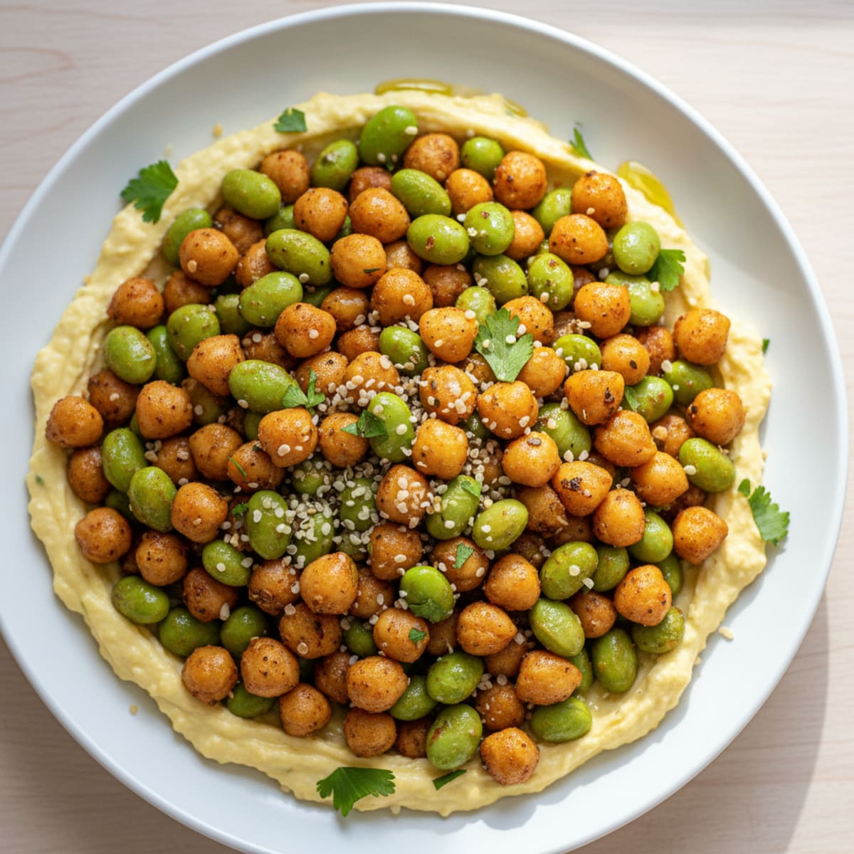 Spiced Chickpea Edamame Snack Bowl
