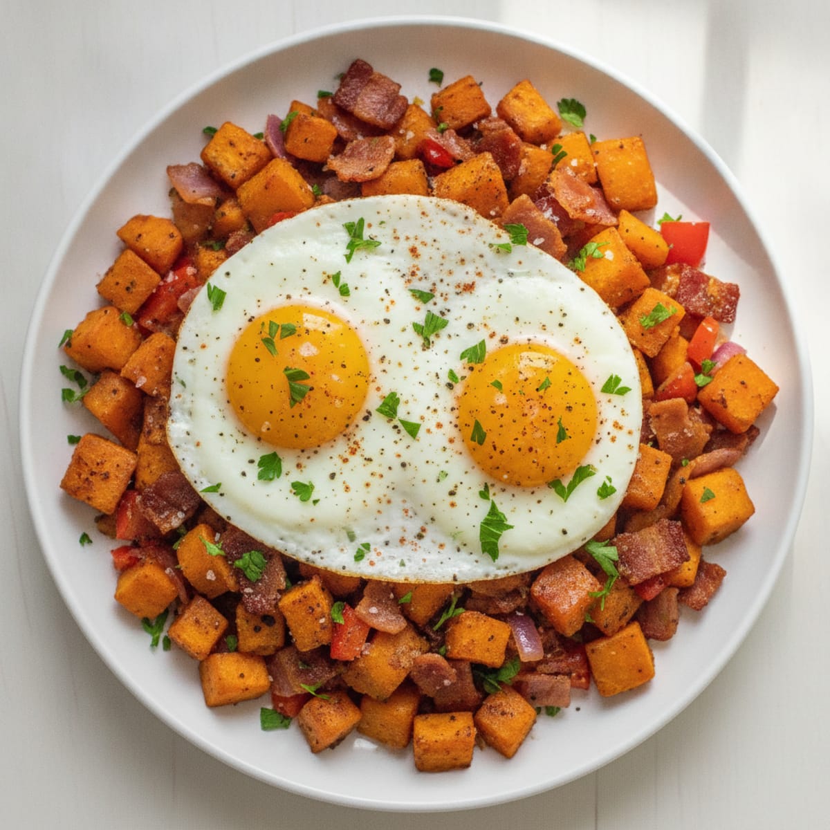 Turkey Bacon with Sweet Potato Hash