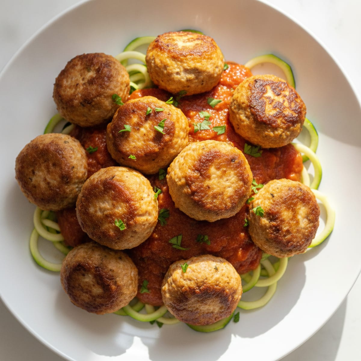 Herb-Infused Ground Chicken Meatballs with Marinara