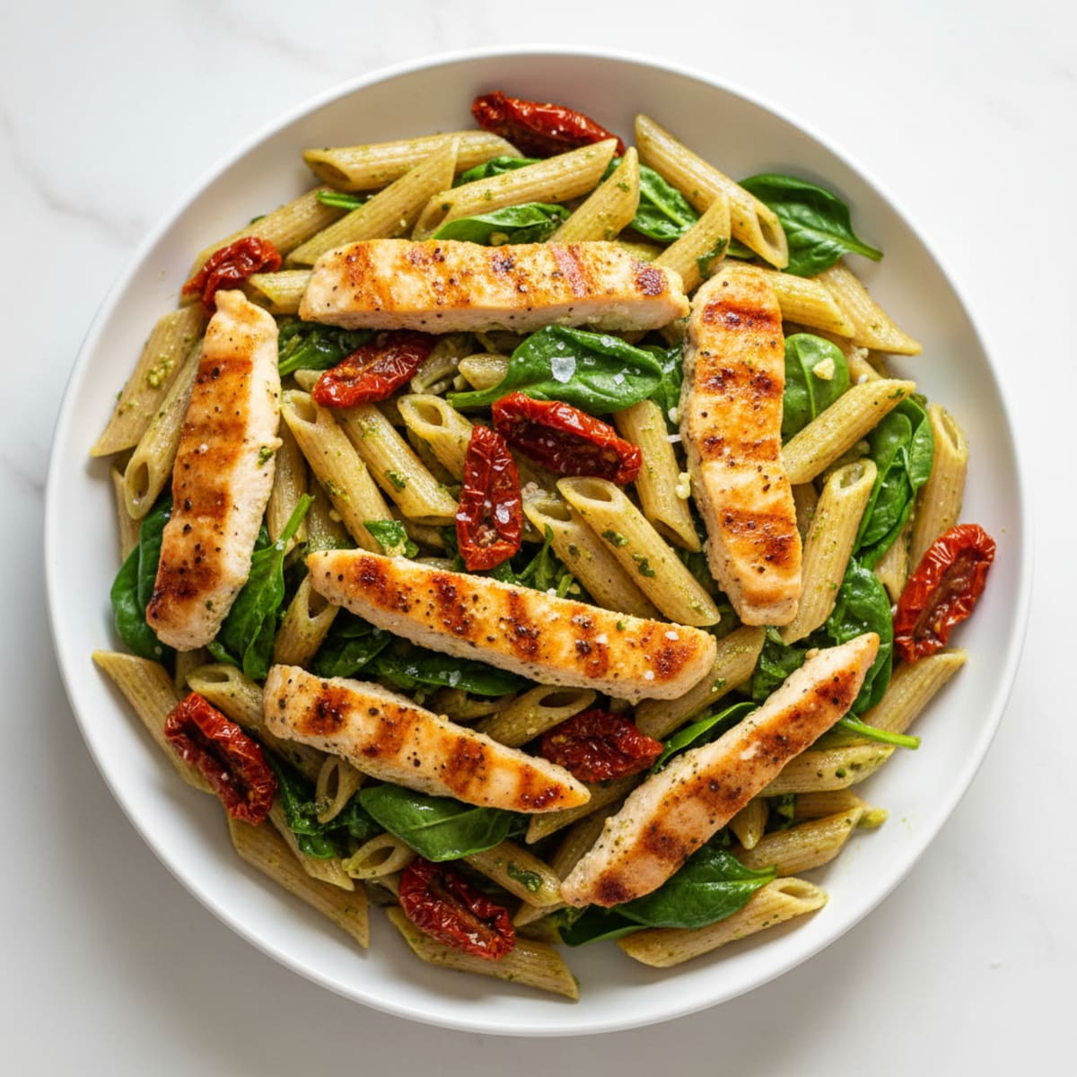 Pesto Chicken Pasta with Sun-Dried Tomatoes