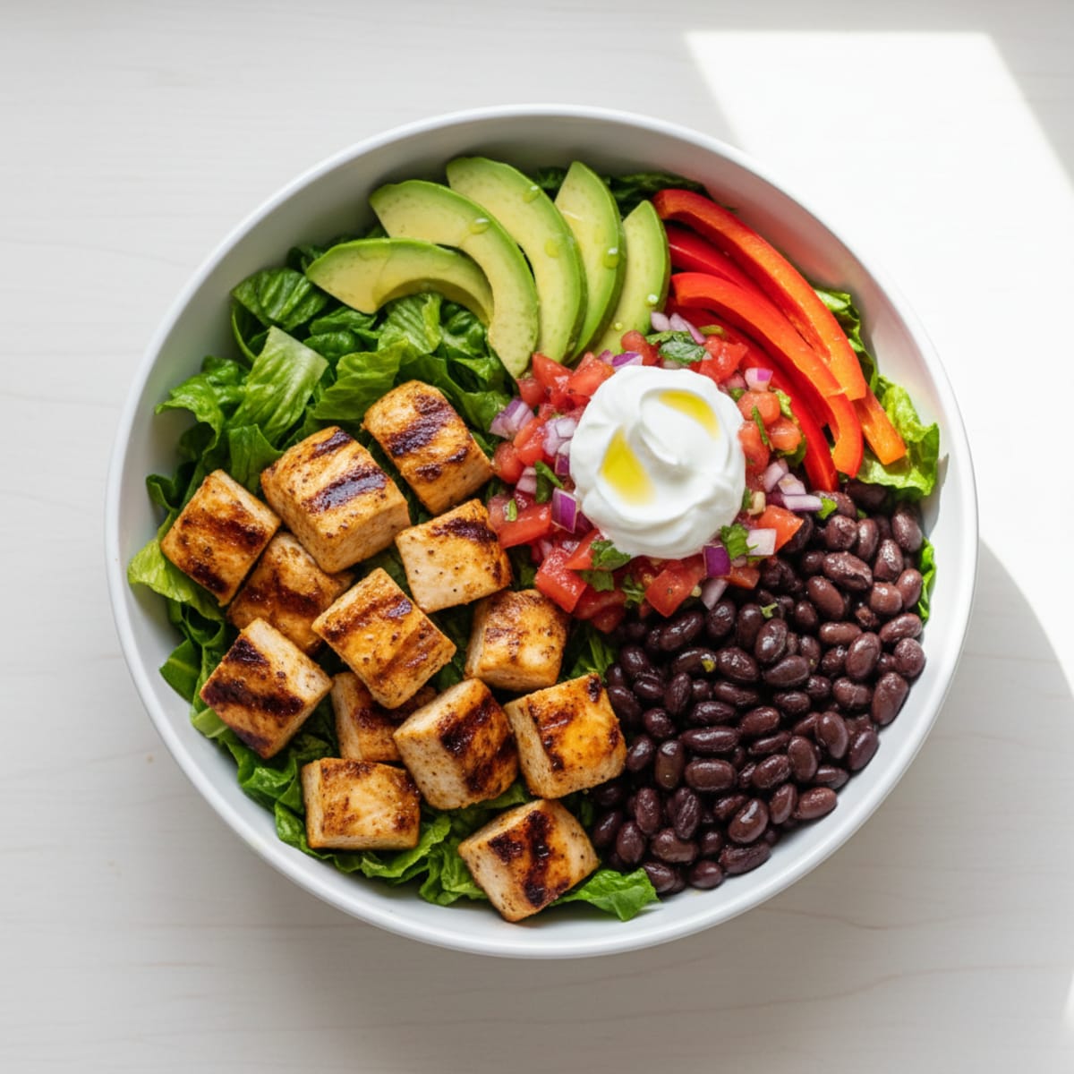 Grilled Chicken Taco Bowl with Black Beans and Salsa