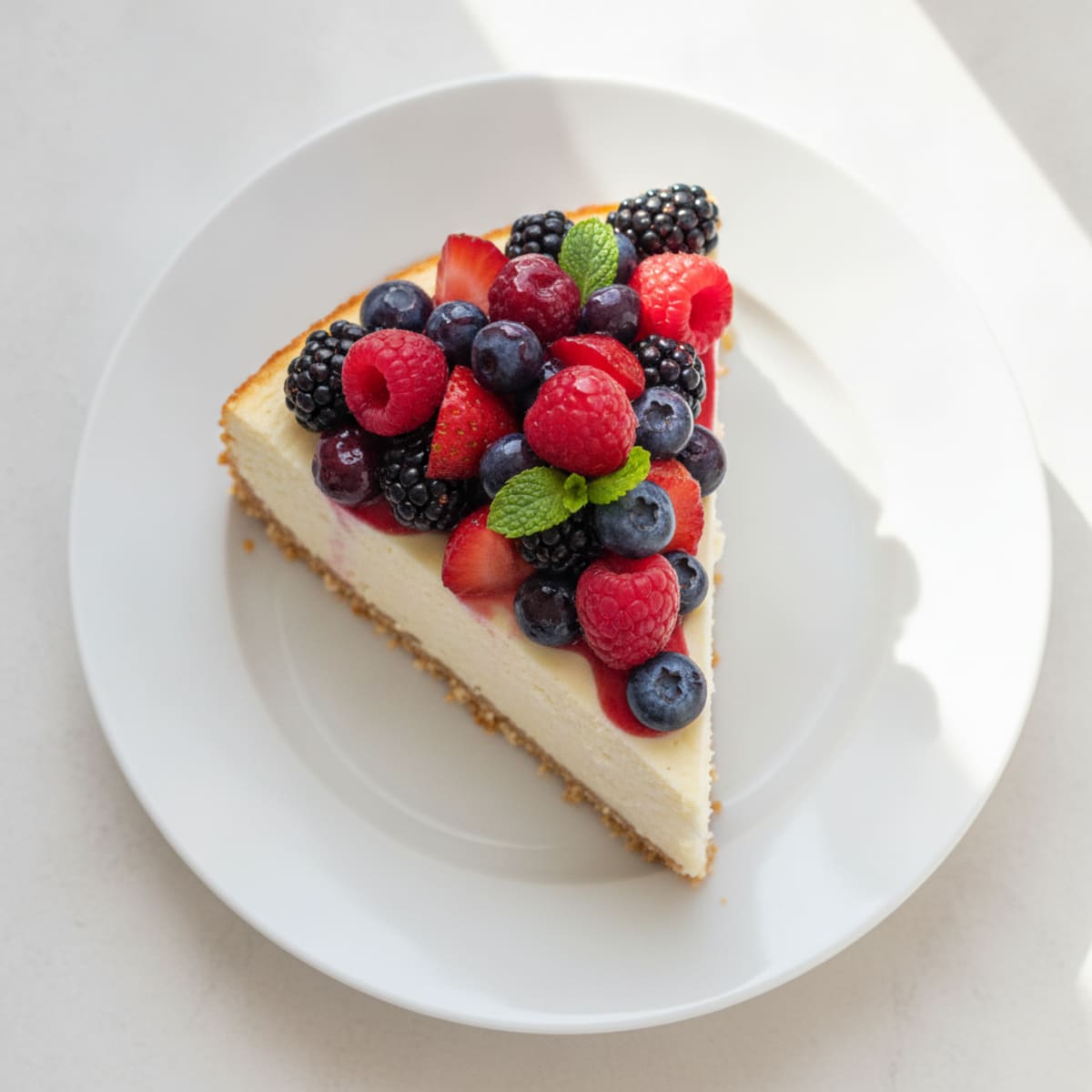 Greek Yogurt Protein Cheesecake with Mixed Berries