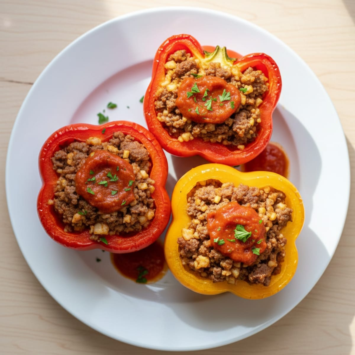 Clean Ground Beef Stuffed Bell Peppers