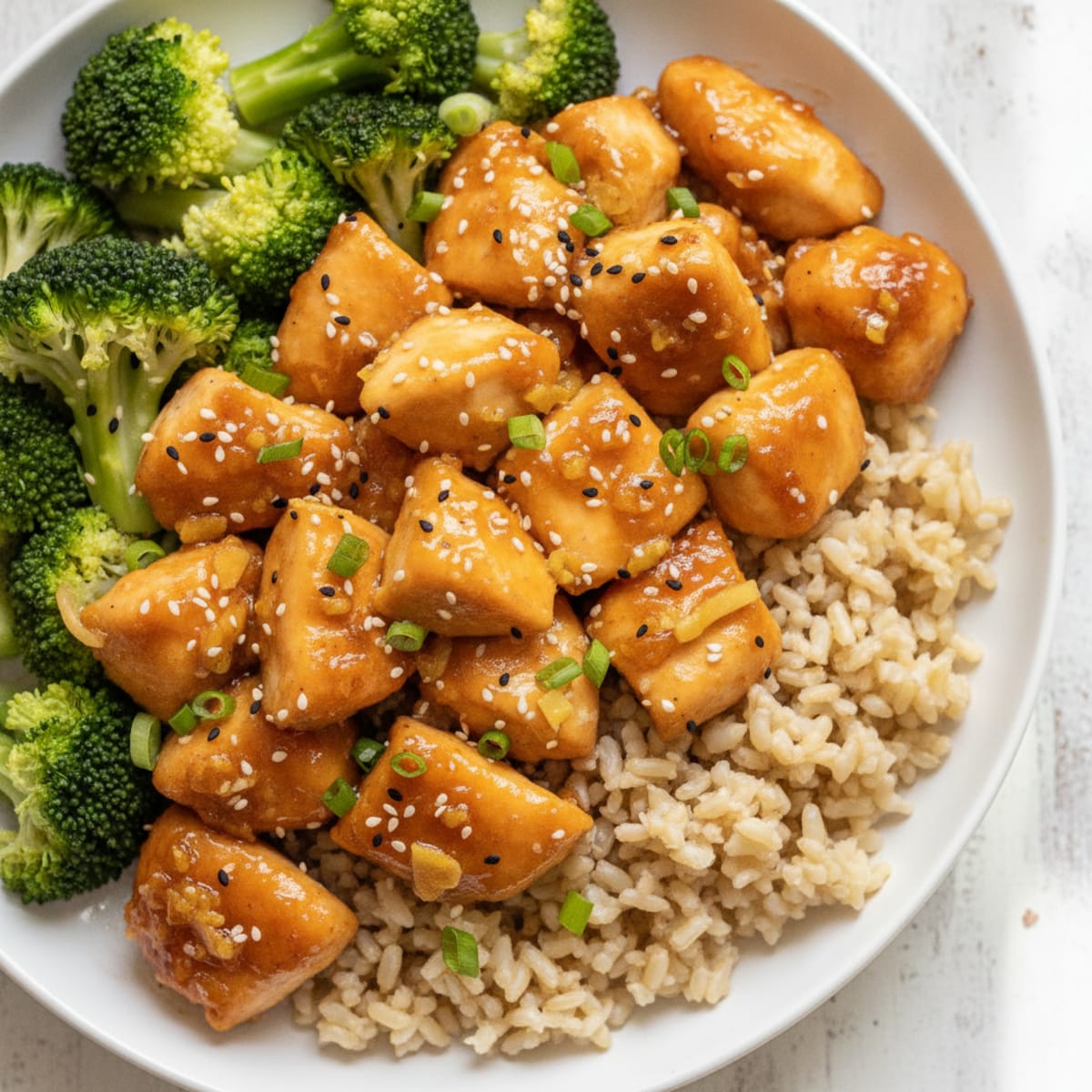 Orange Glazed Chicken with Steamed Broccoli