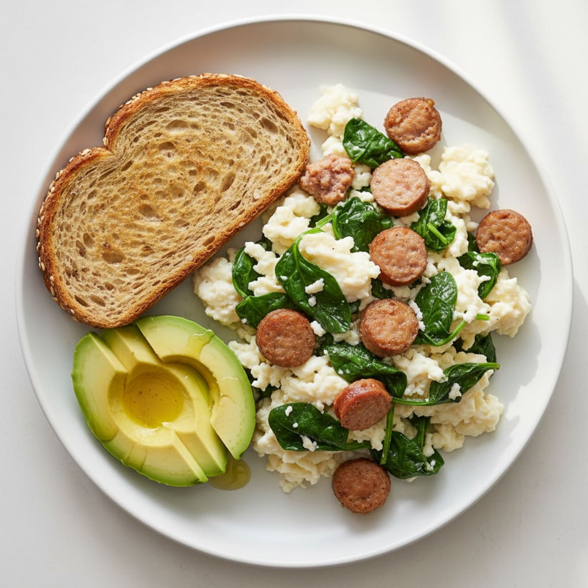 Egg White Scramble with Spinach and Turkey Sausage