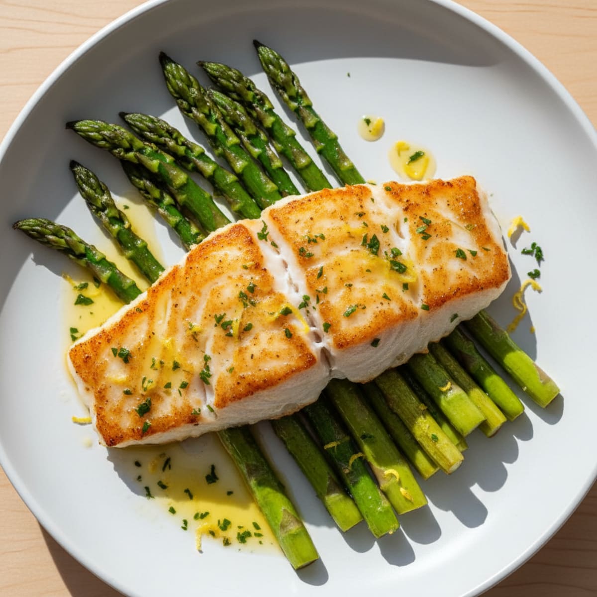 Seared Cod Fillet with Roasted Asparagus