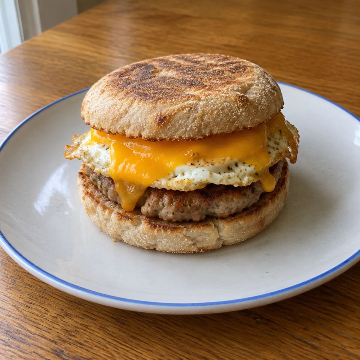 Egg and turkey sausage sandwich