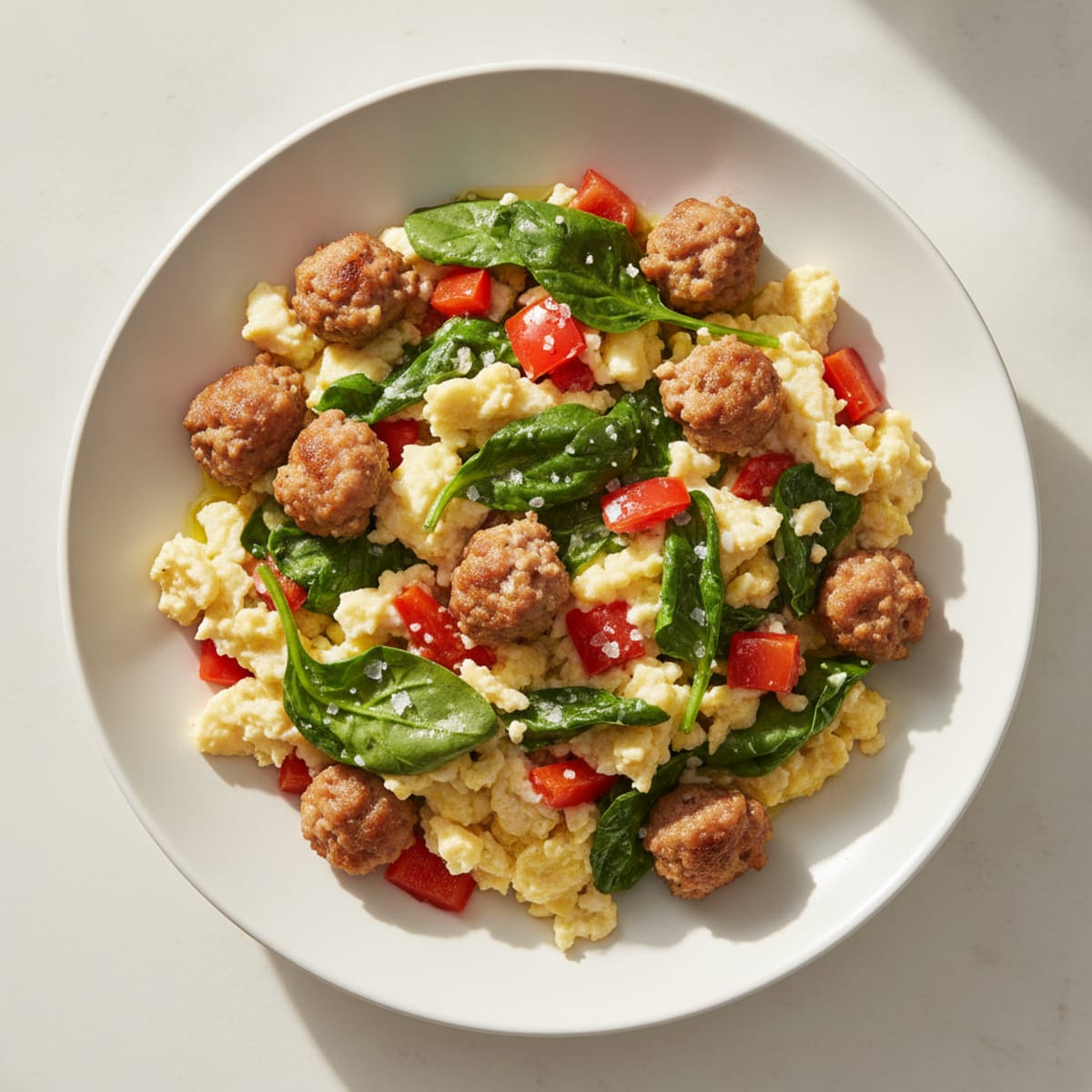 Egg White Veggie Scramble with Turkey Sausage