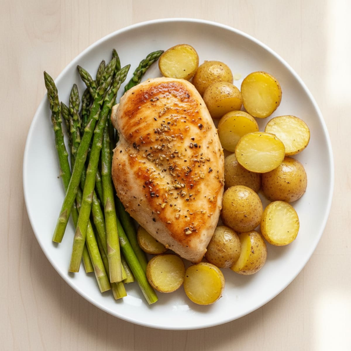 Pan-Seared Chicken with Roasted Asparagus