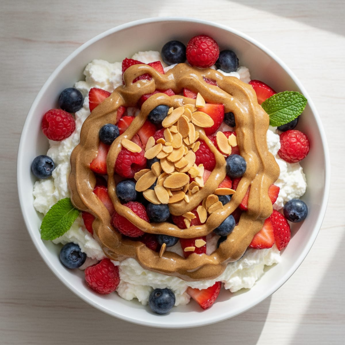 Greek Yogurt Protein Parfait with Mixed Berries and Almond Butter