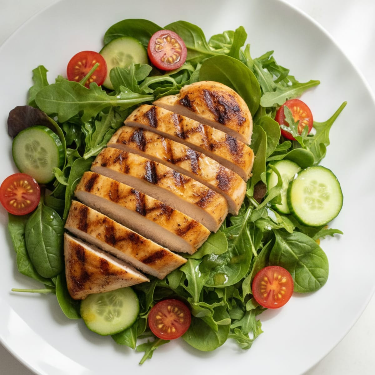 Grilled Chicken Breast with Mixed Greens Salad