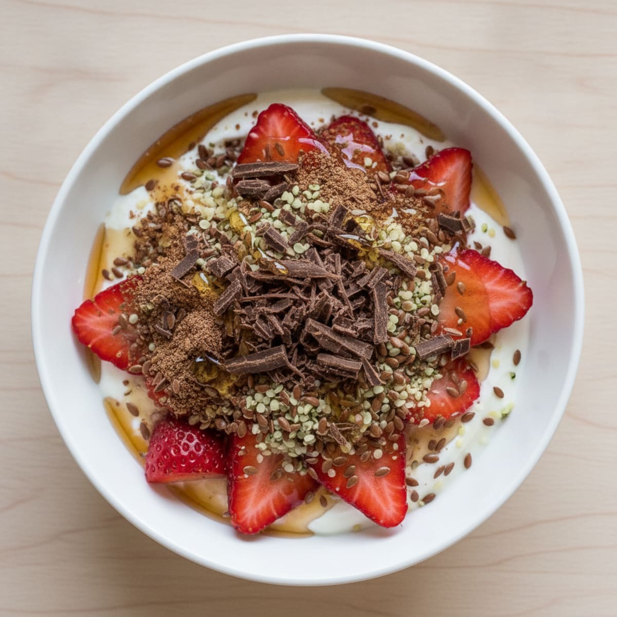 High-Protein Greek Yogurt Berry & Chocolate Bowl