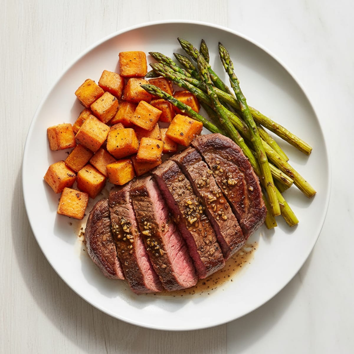 Garlic Herb Steak with Roasted Sweet Potatoes