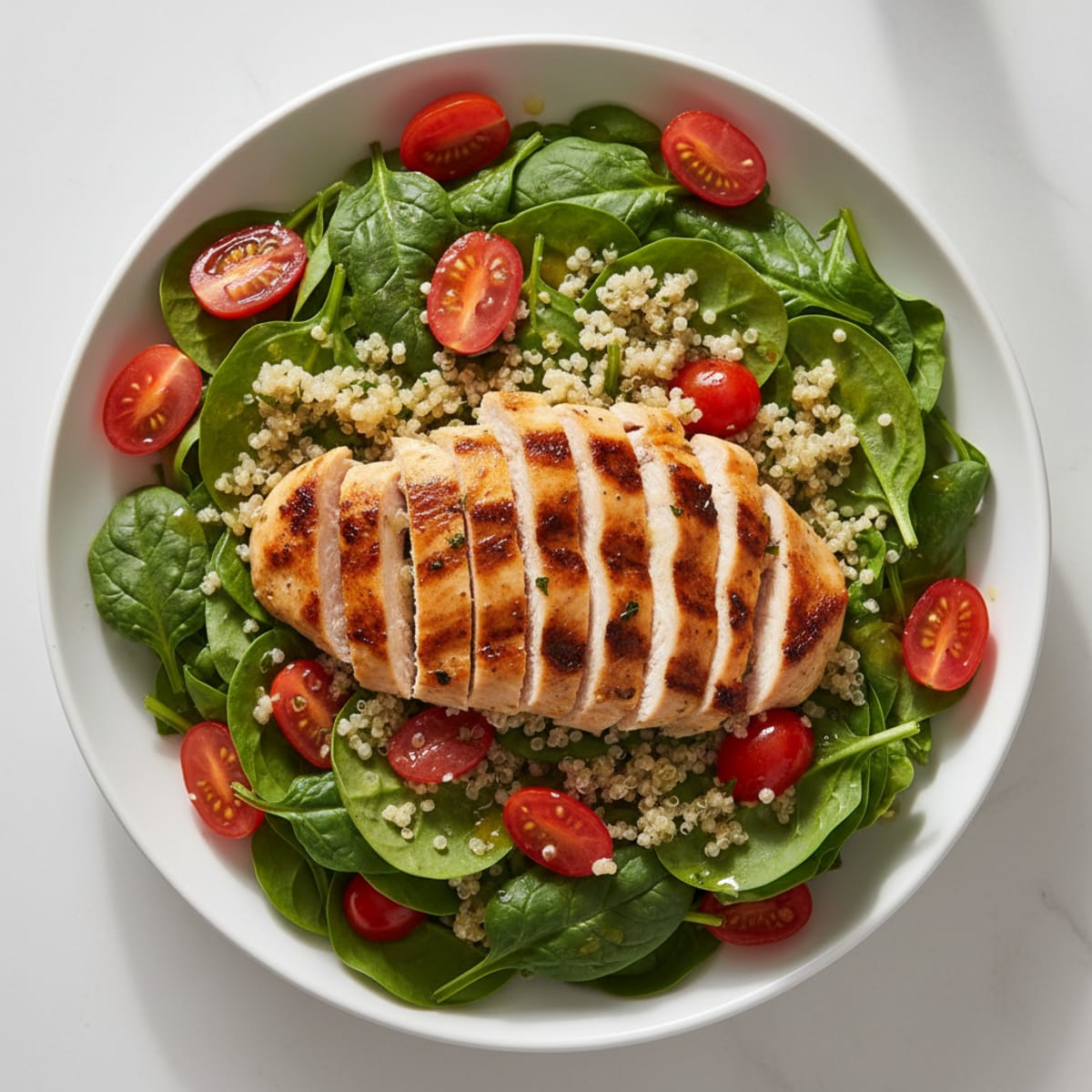 Grilled Chicken and Quinoa Salad with Spinach