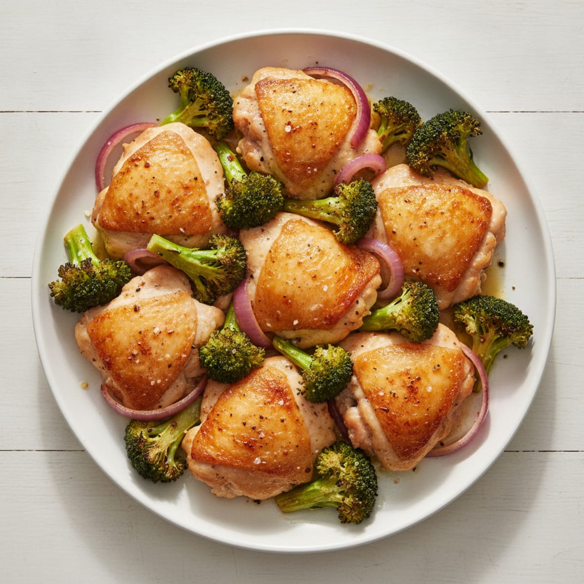 Sheet Pan Chicken Thighs with Roasted Broccoli