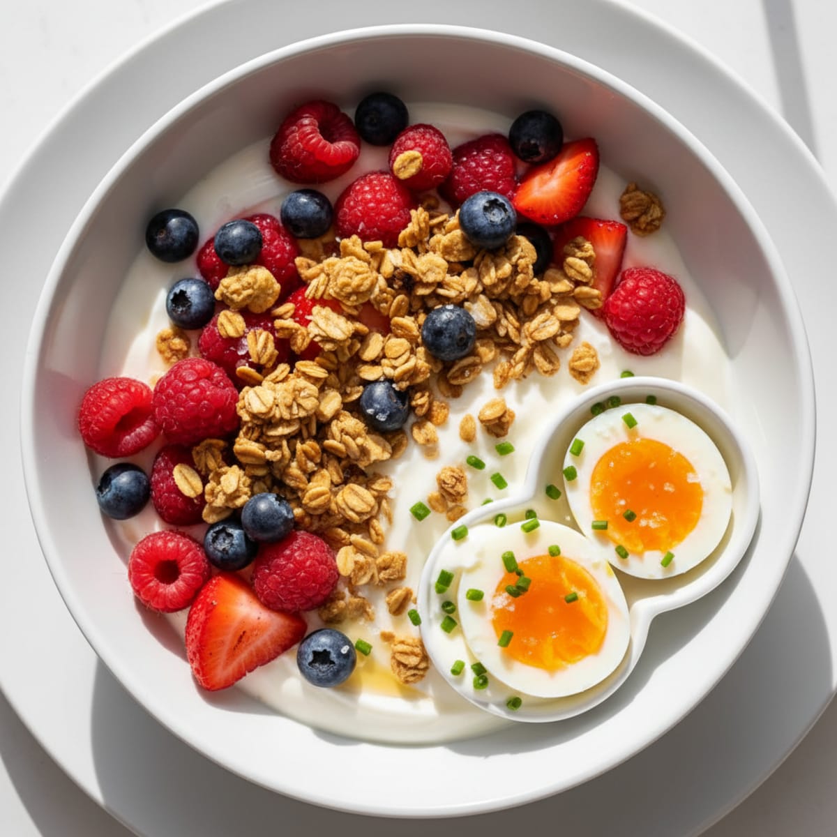 Sweetened Yogurt with Berries and Granola