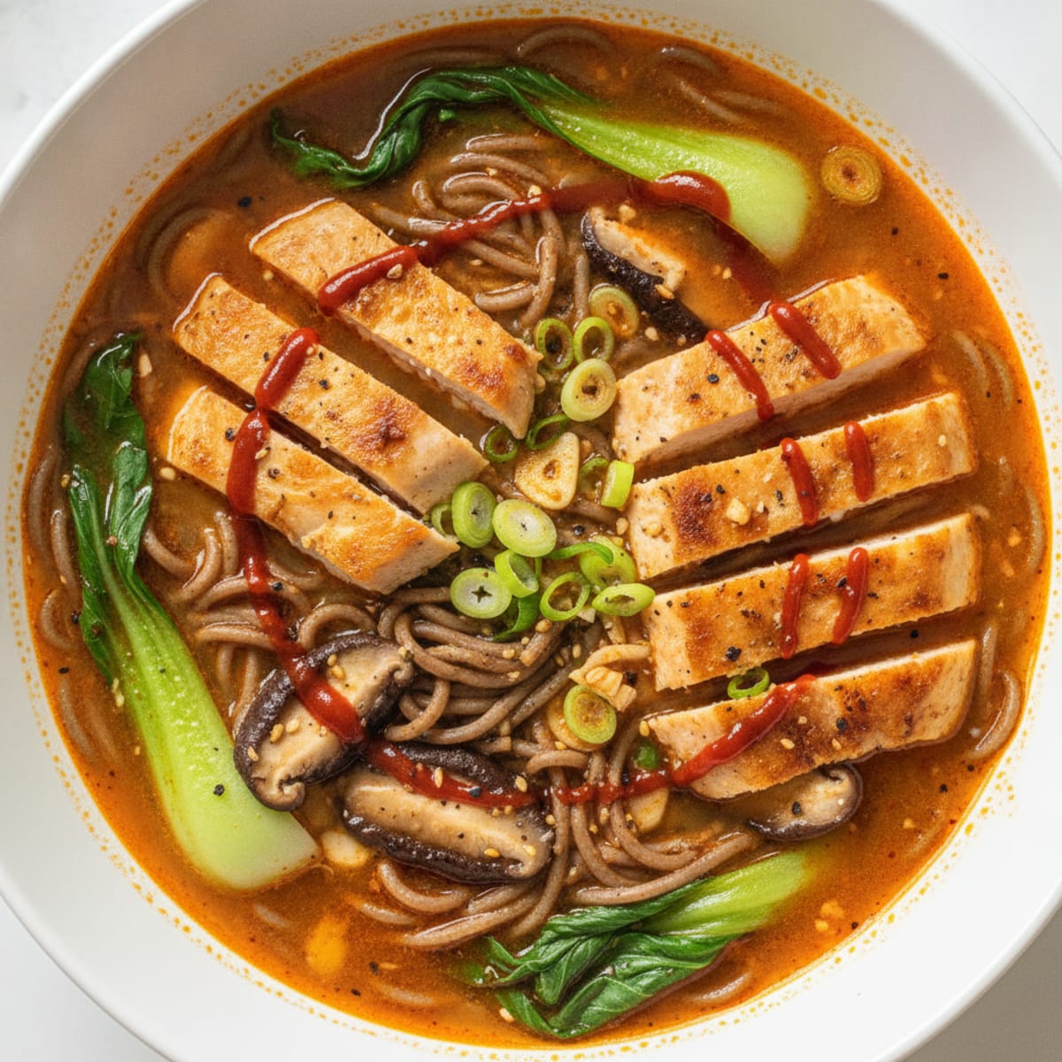 Spicy Sriracha Chicken Ramen Soup