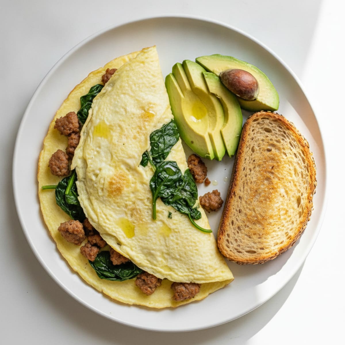 Egg White Spinach Omelette with Turkey Sausage