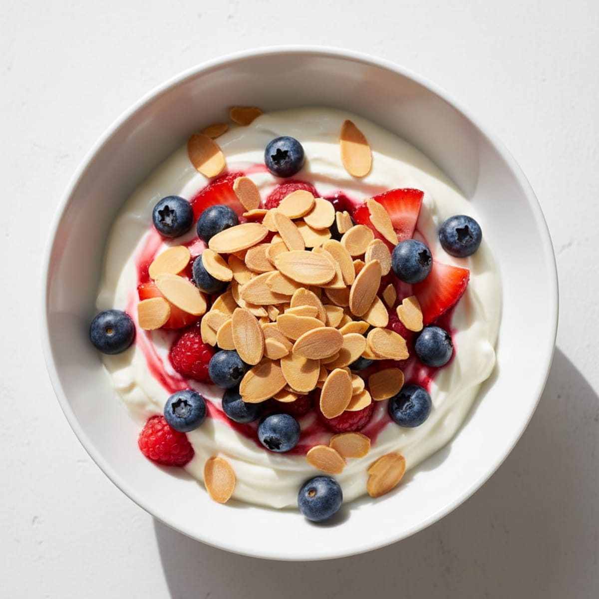 Greek Yogurt Protein Parfait with Mixed Berries and Almonds