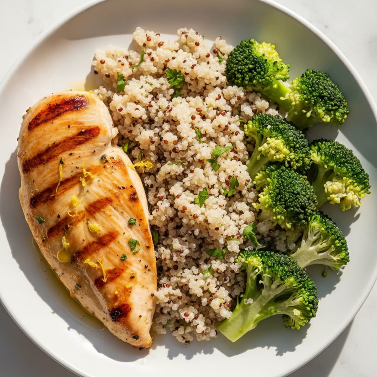 Grilled Chicken Breast with Quinoa and Steamed Broccoli