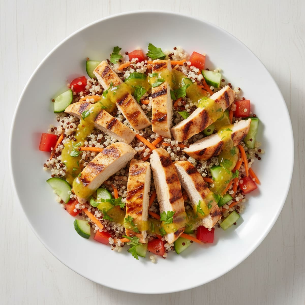 Grilled Chicken and Quinoa Power Bowl with Crunchy Vegetables