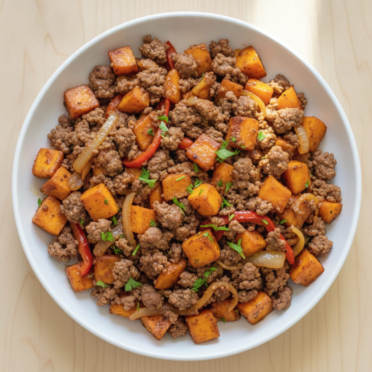 Sweet Potato Ground Beef Hash