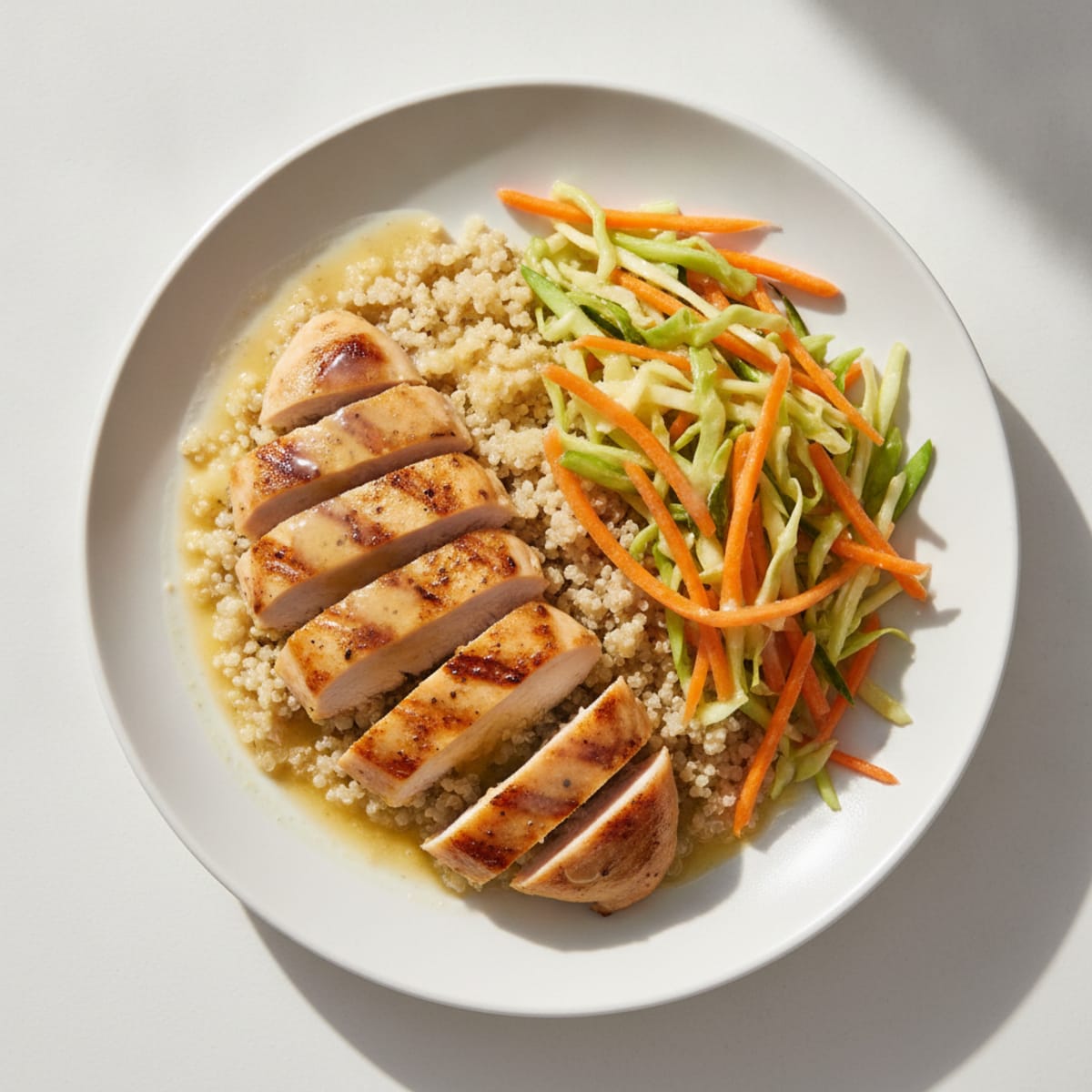 Grilled Chicken Breast with Quinoa and Crunchy Vegetable Slaw