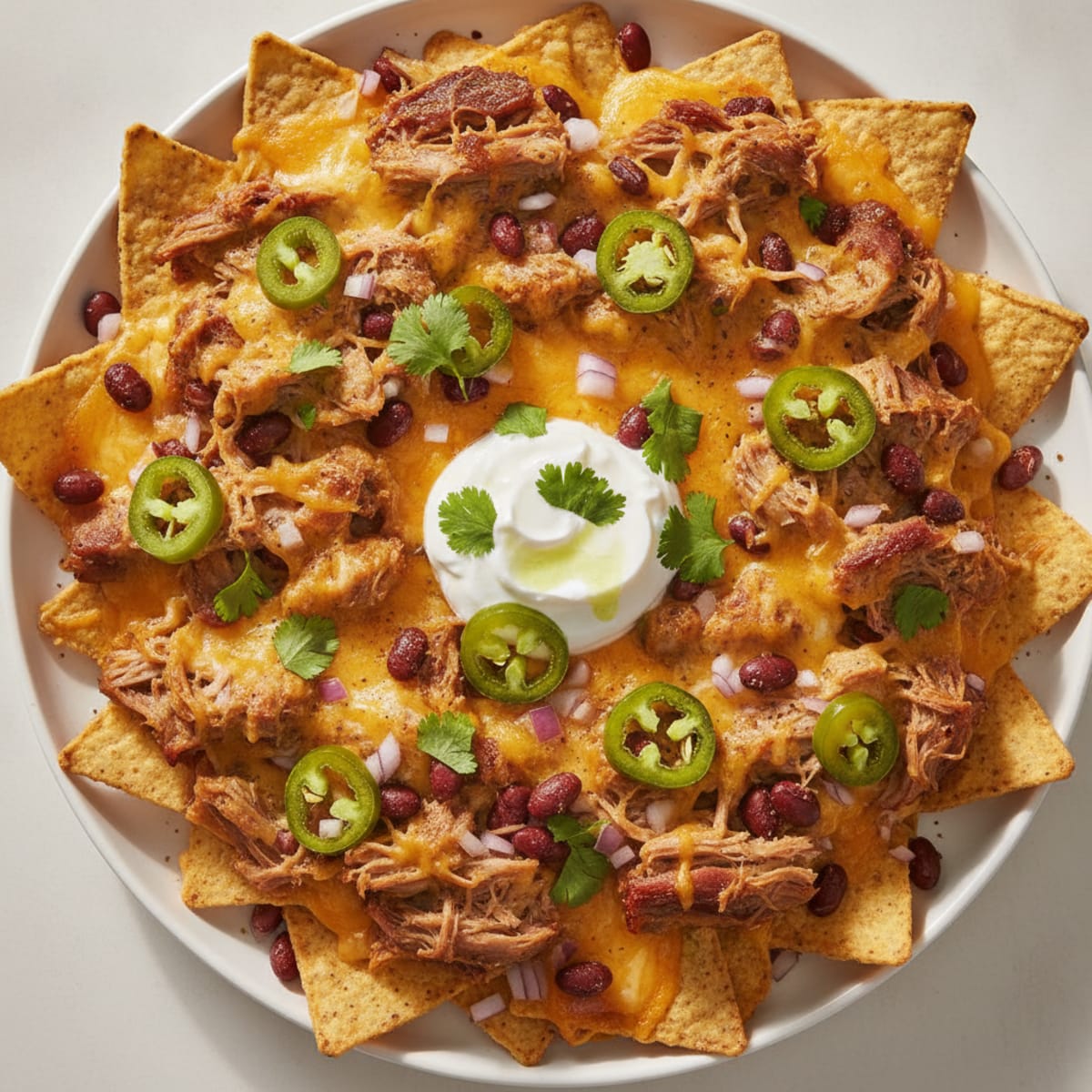 Pulled Pork Nachos with Pickled Jalapeños