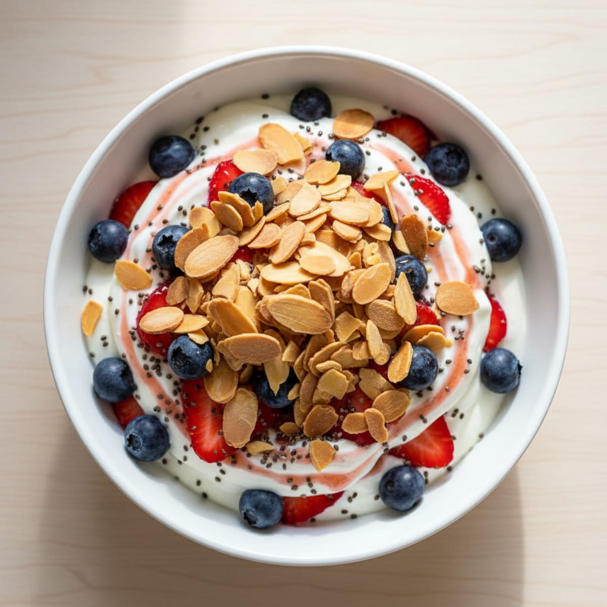 Greek Yogurt Protein Parfait with Berries and Almonds