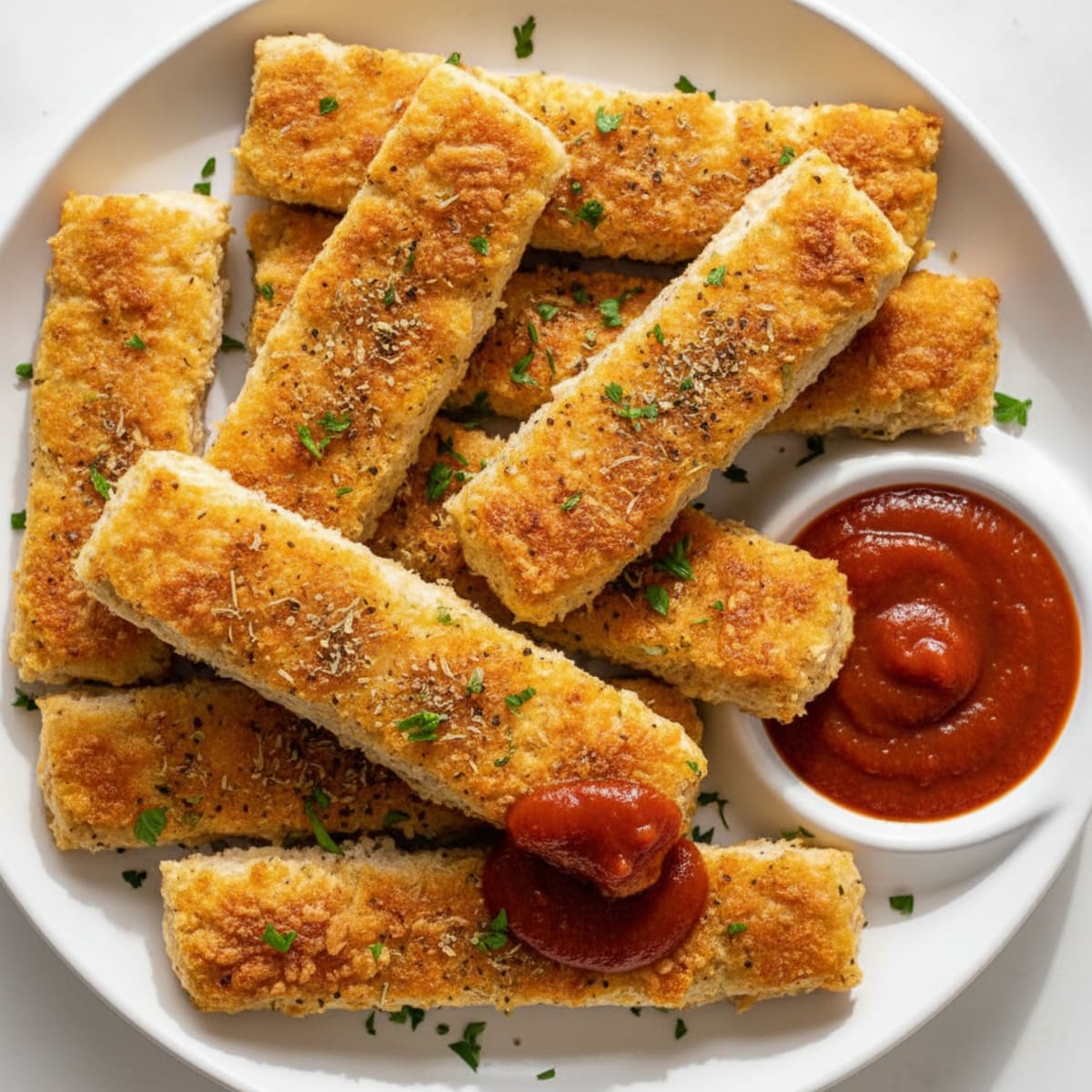High-Protein Garlic Parmesan Breadsticks with Marinara