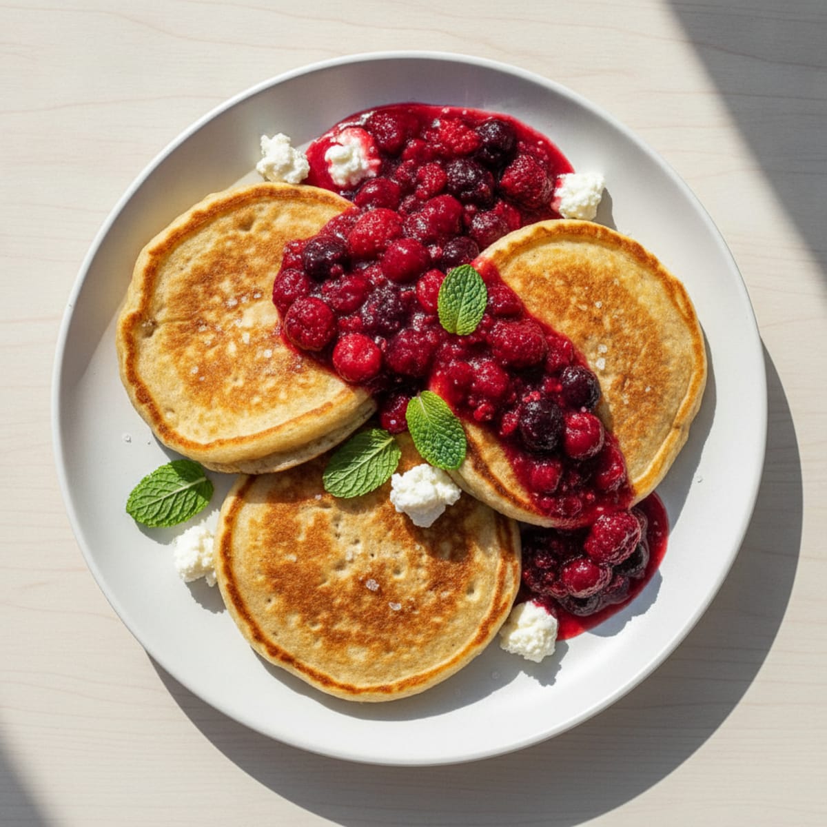 Berry Cottage Cheese Protein Pancakes
