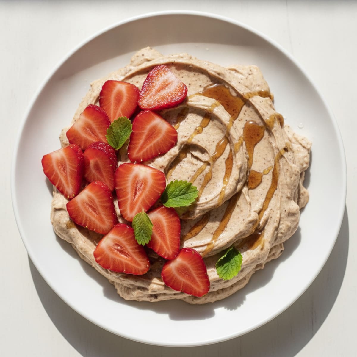 Cottage Cheese Protein Mousse with Cocoa and Strawberries