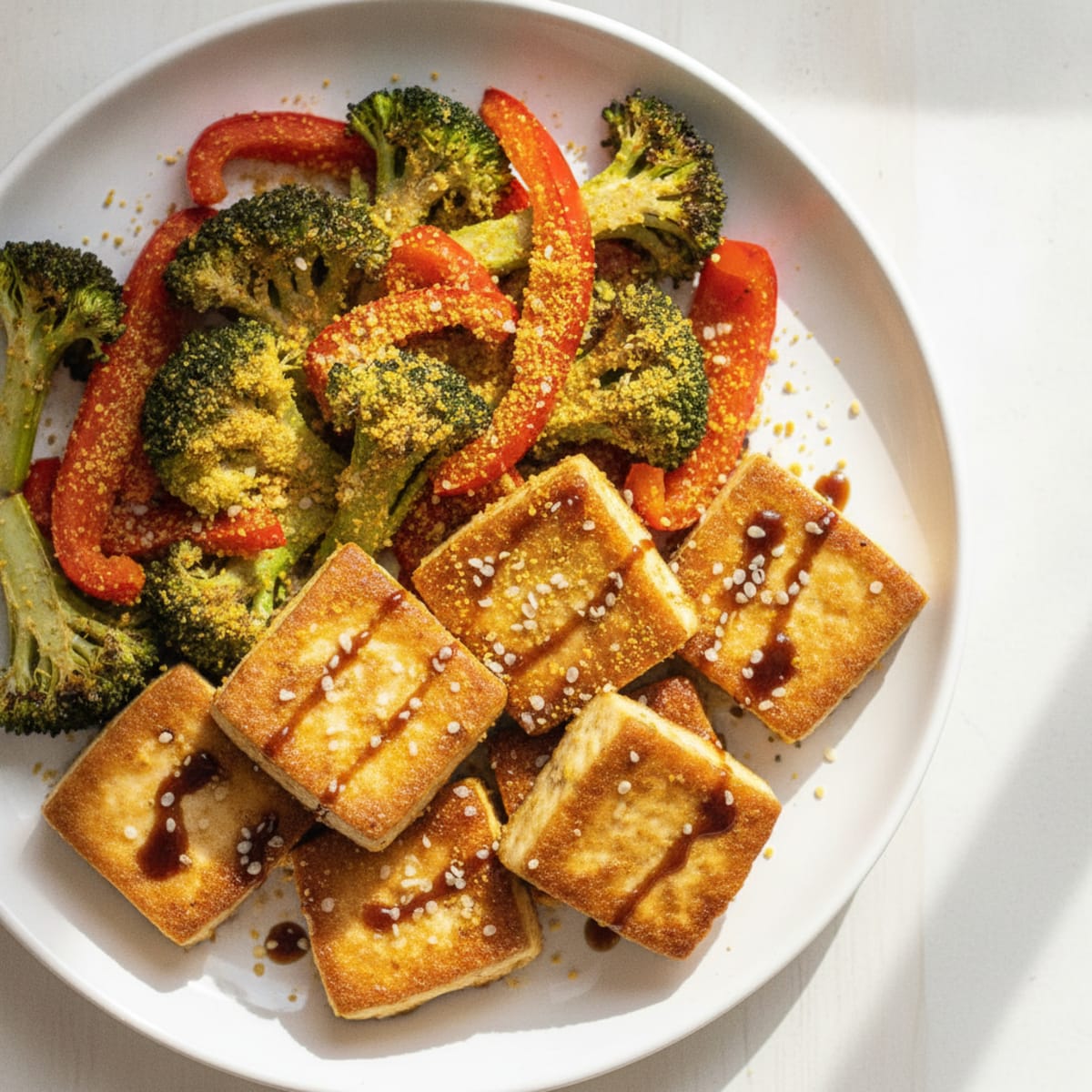 Pan-Seared Tofu with Roasted Vegetables
