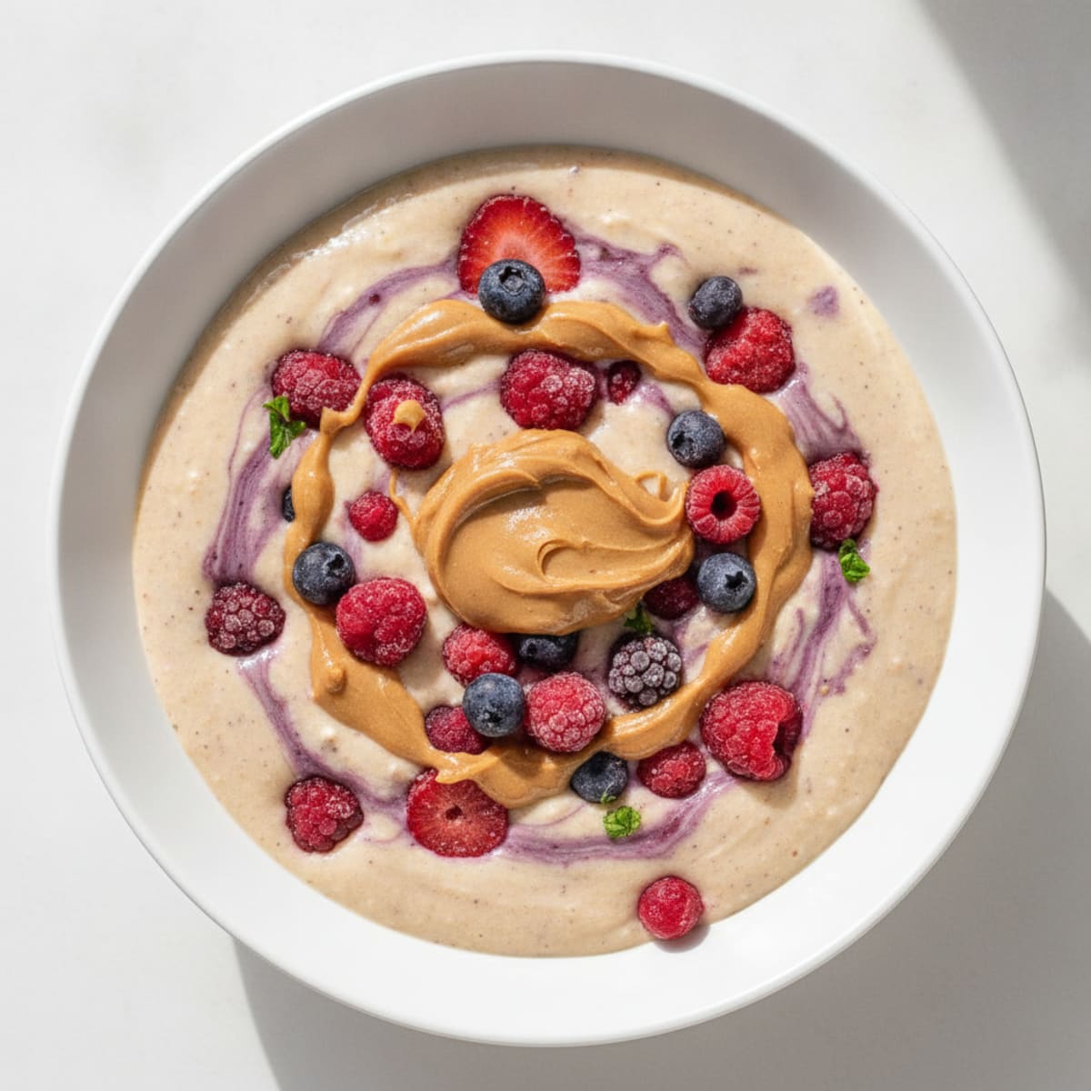 Silky Vanilla Protein Shake with Peanut Butter and Berries