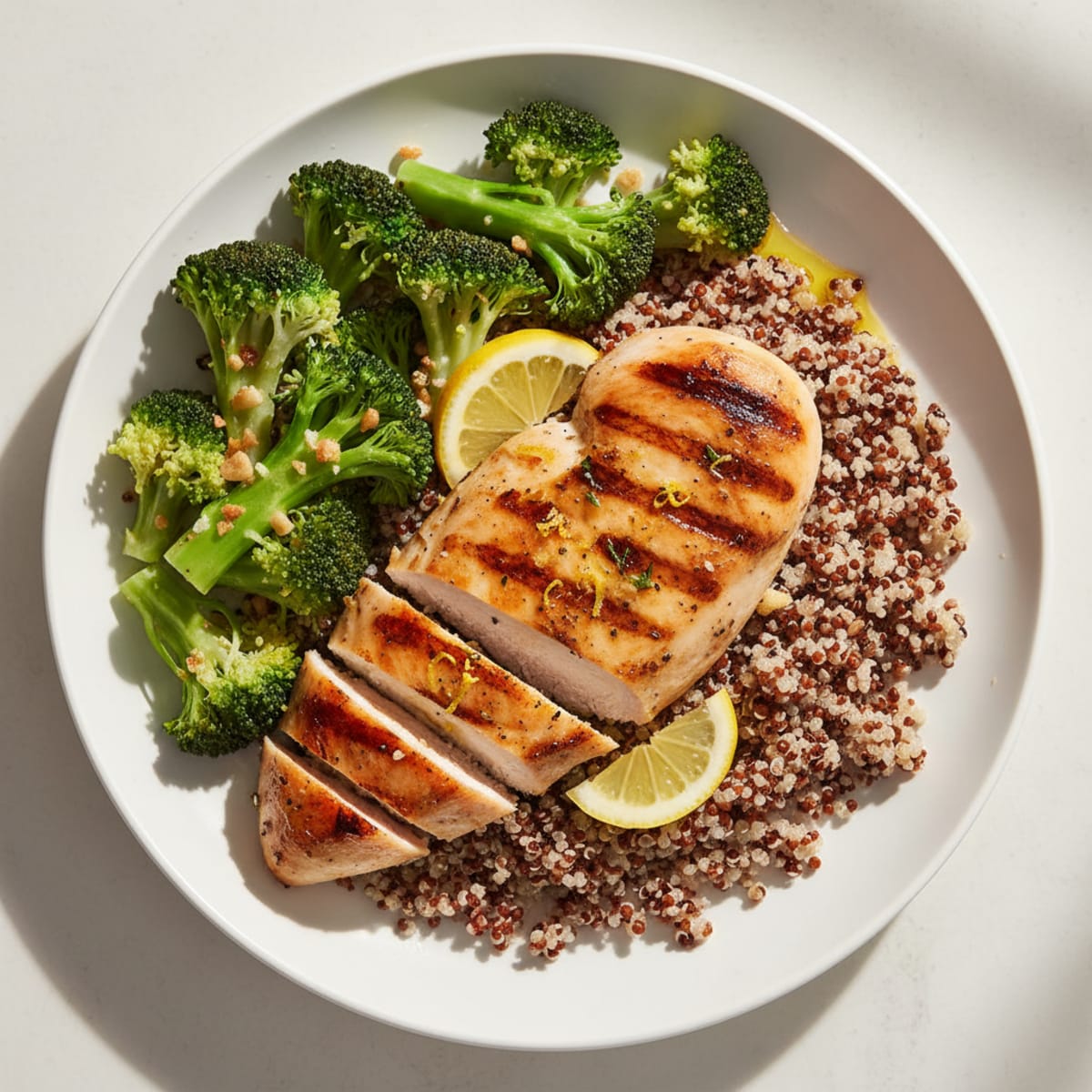 Grilled Chicken Breast with Quinoa and Steamed Broccoli